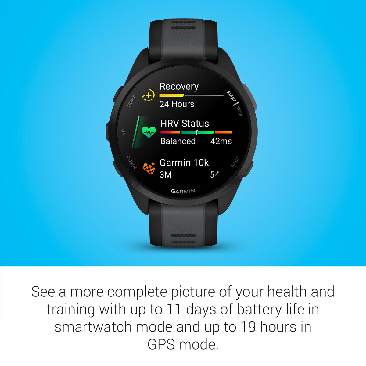 Garmin Forerunner® 165, Running Smartwatch, 43mm, Whitestone