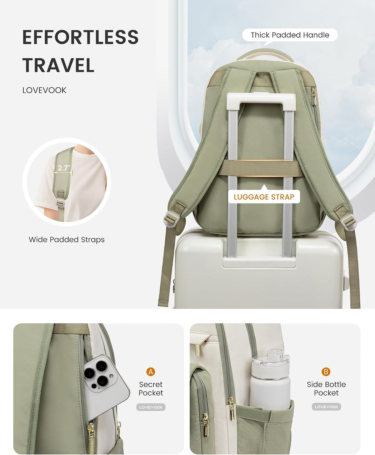 LOVEVOOK School Backpack for Teen Girls, Cute Student Backpack Purse Kid Bookbag for 8-17 Teenage, Back to School Backpacks Fit 15.6 Inch Laptop, College Travel Bag with Large Water Bottle Holder