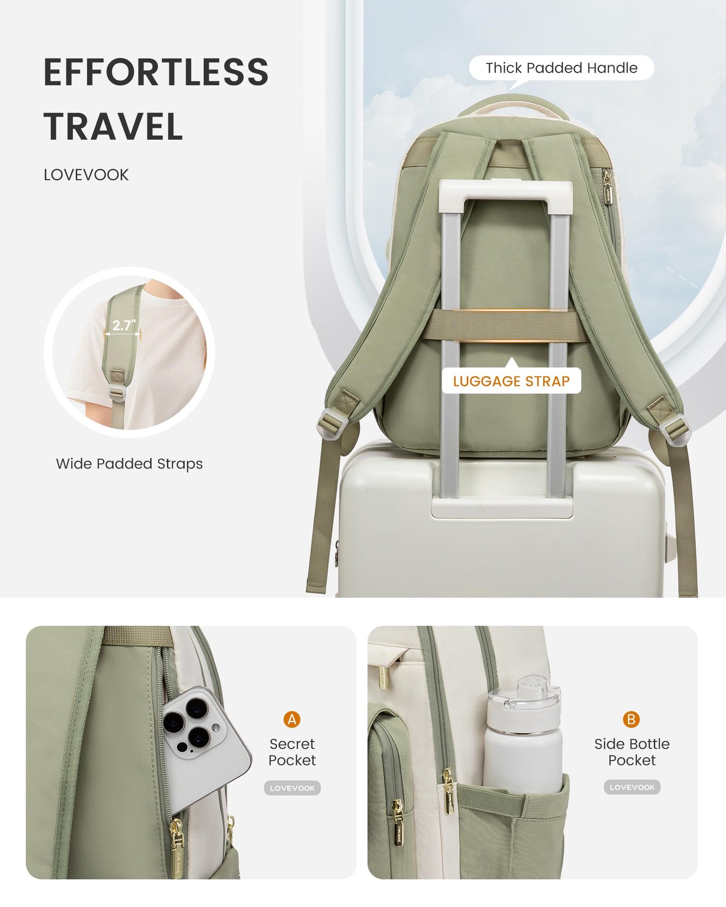 LOVEVOOK School Backpack for Teen Girls, Cute Student Backpack Purse Kid Bookbag for 8-17 Teenage, Back to School Backpacks Fit 15.6 Inch Laptop, College Travel Bag with Large Water Bottle Holder