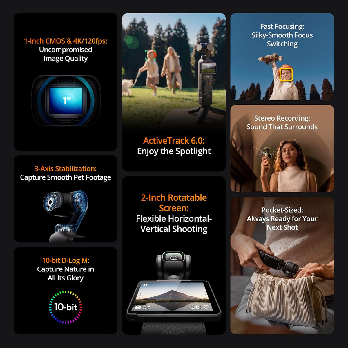 DJI Osmo Pocket 3 Creator Combo, Vlogging Camera with 1'' CMOS & 4K/120fps
