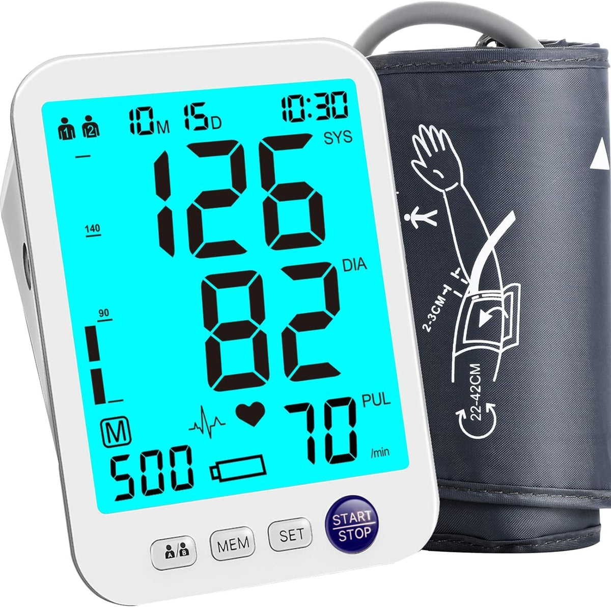 Blood Pressure Monitor Upper Arm with Large Cuff