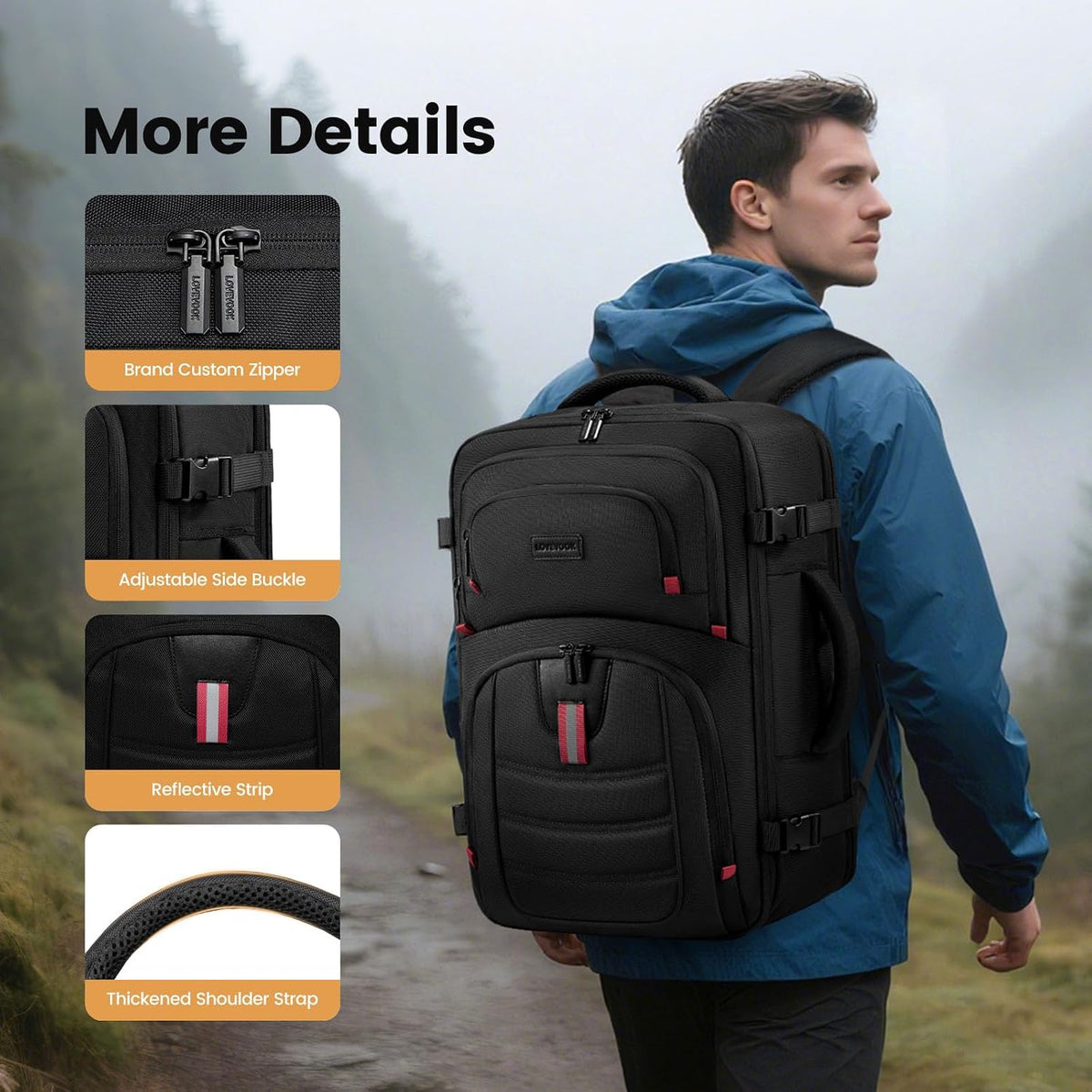 LOVEVOOK 40L Travel Backpack for Men - Airline Approved Carry On Backpack