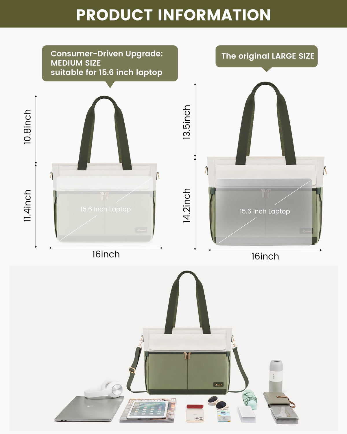 LOVEVOOK Lunch Tote Bag for Women, Work Laptop Bag with Lunch Compartment
