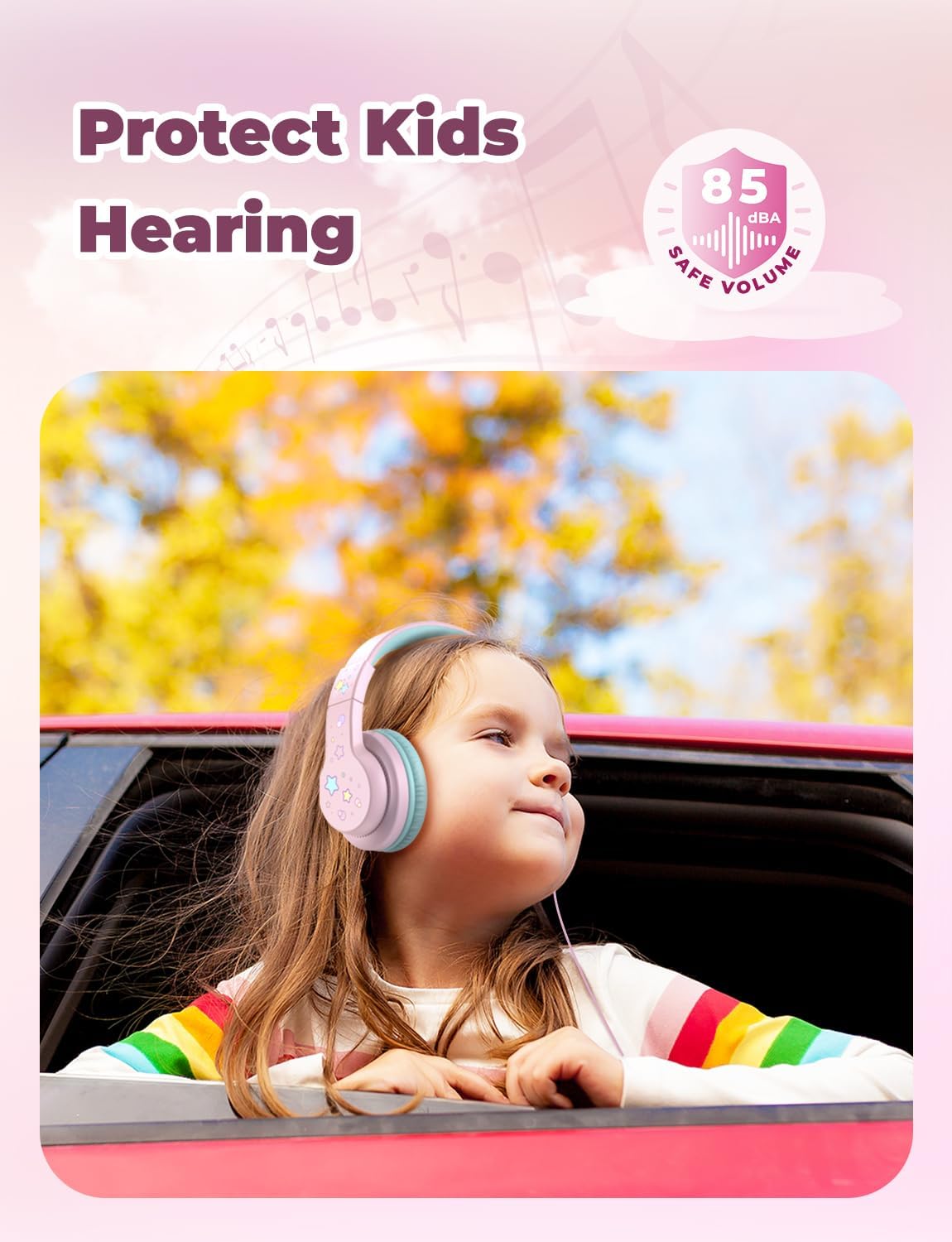 iClever HS19S Kids Headphones for School, Over-Ear for Toddler Boys Girls