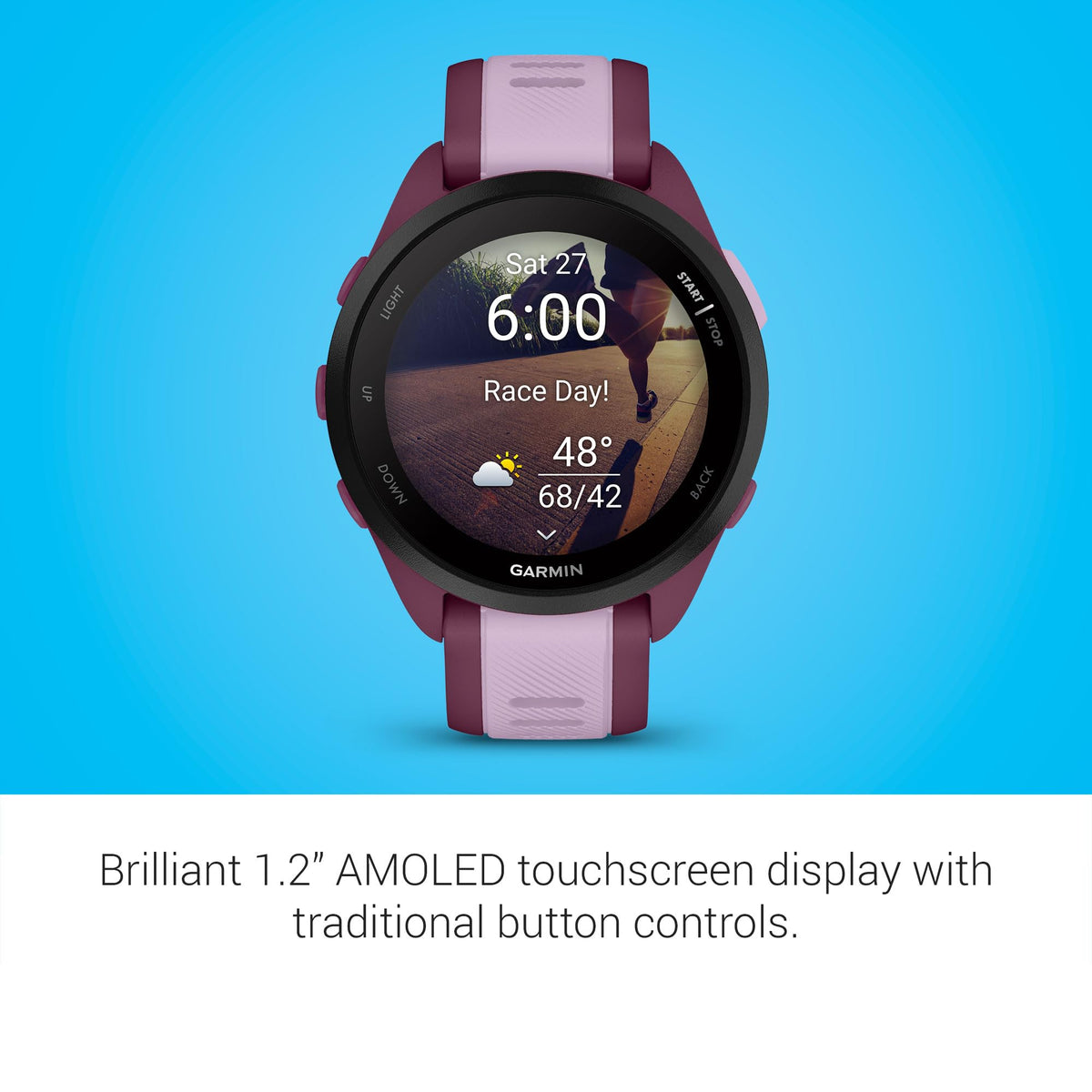 Garmin Forerunner® 165, Running Smartwatch, 43mm, Whitestone