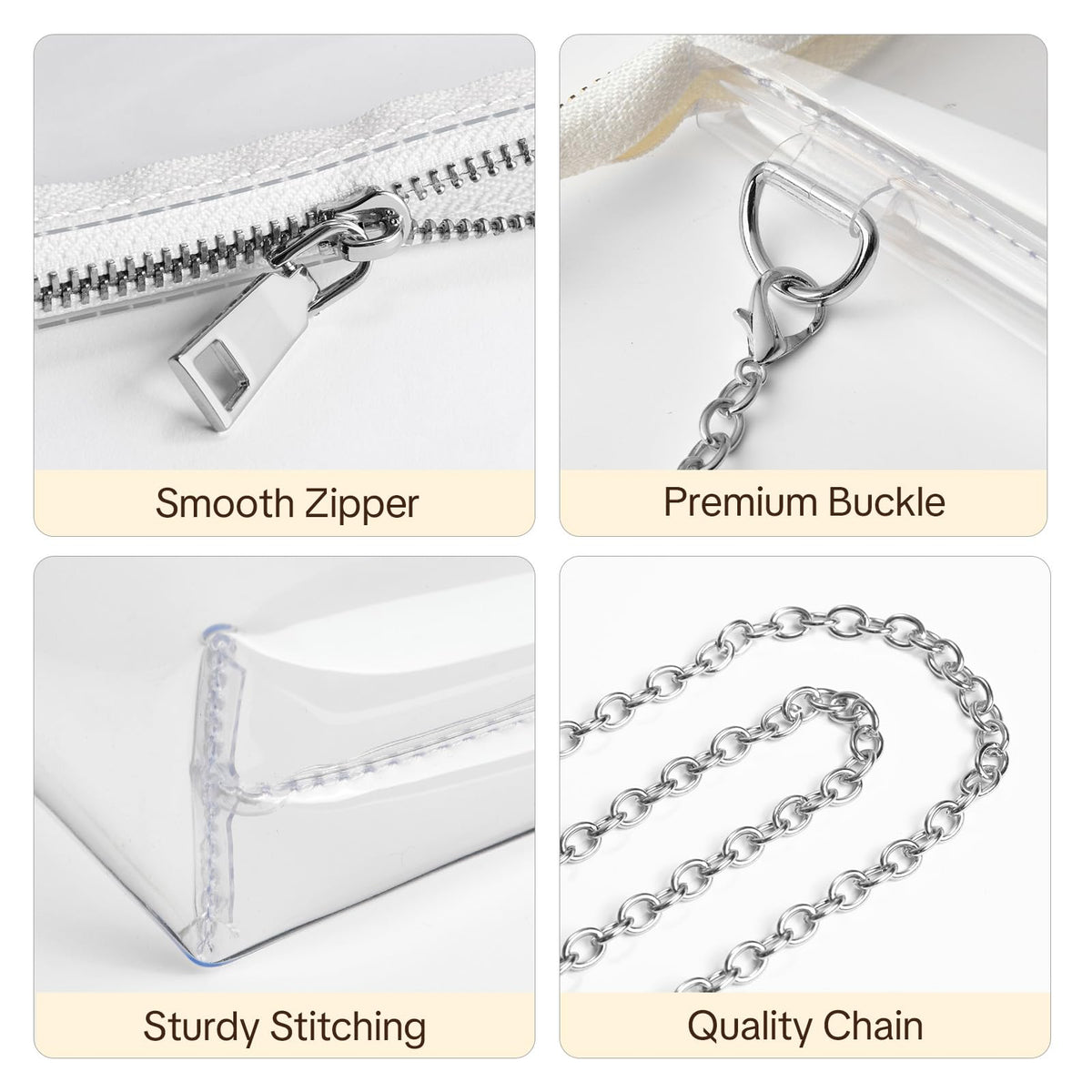 BS-VOG Clear Purse for Stadium Events, Clear Crossbody Bag for Women