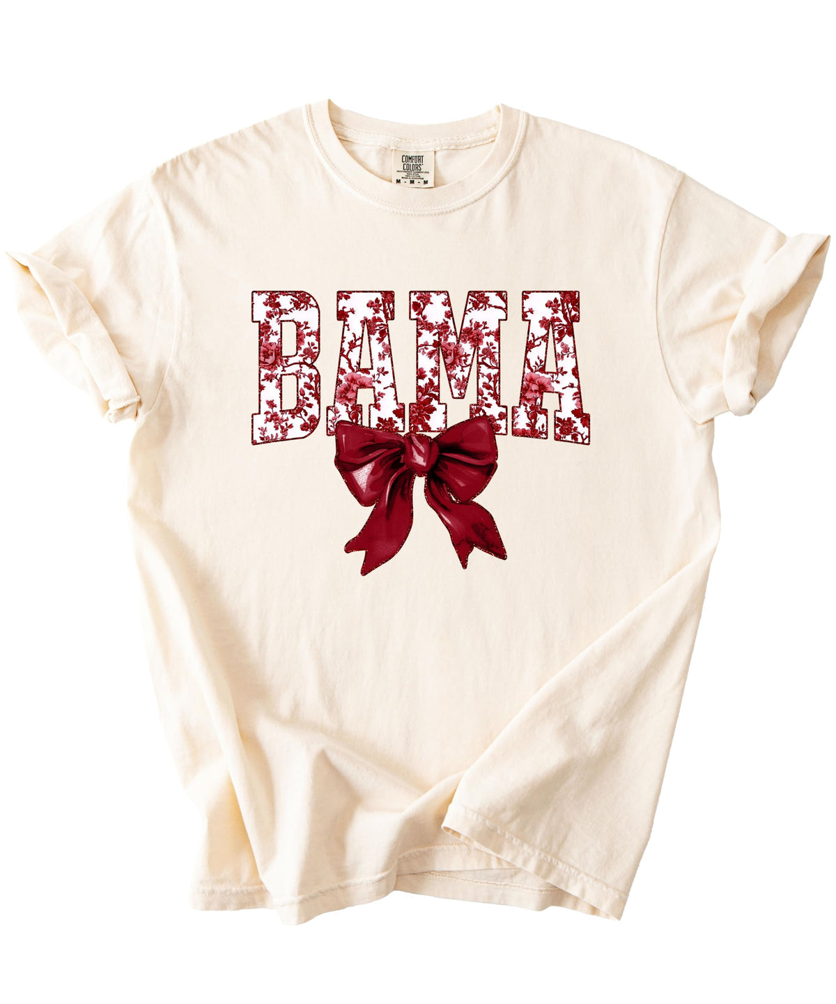 Bama Red Floral Bow Shirt for Women & Teens Trendy Alabama School Sports Fan Tee