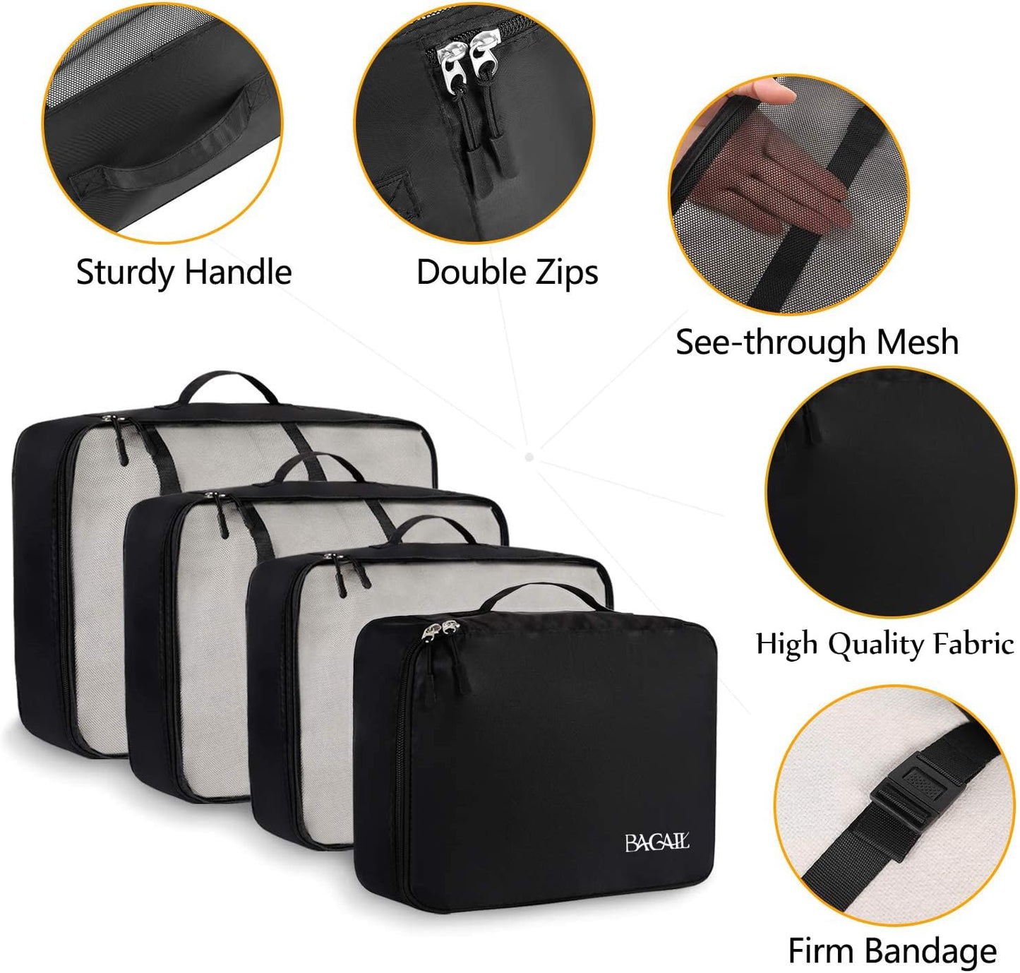 BAGAIL 8 Set Packing Cubes Luggage Packing Organizers for Travel Accessories-Aqua Color