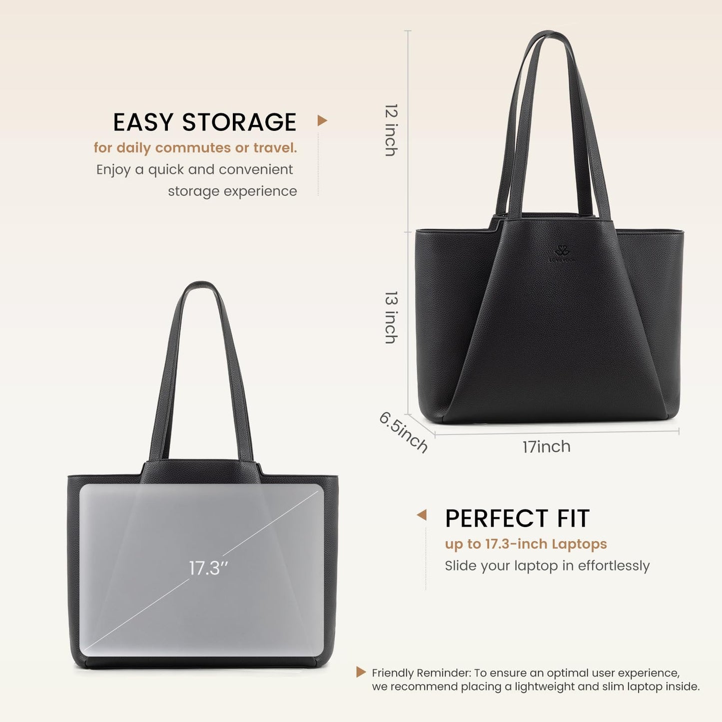 LOVEVOOK Laptop Tote for Women - 15.6 Inch Faux Leather Laptop Bag with Clutch, Large Capacity Office Purse Computer