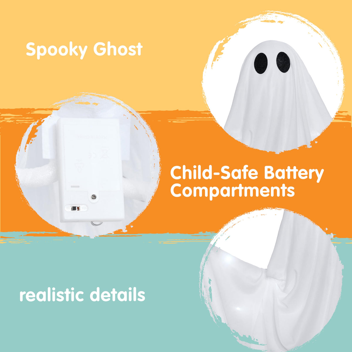 JOYIN Halloween Hanging Light up Ghost, 47" White Ghosts with Purple LED Light and Timer Halloween Hanging Decoration Waterproof for Front Yard Patio LawnGarden Party Decor Indoor Outdoor