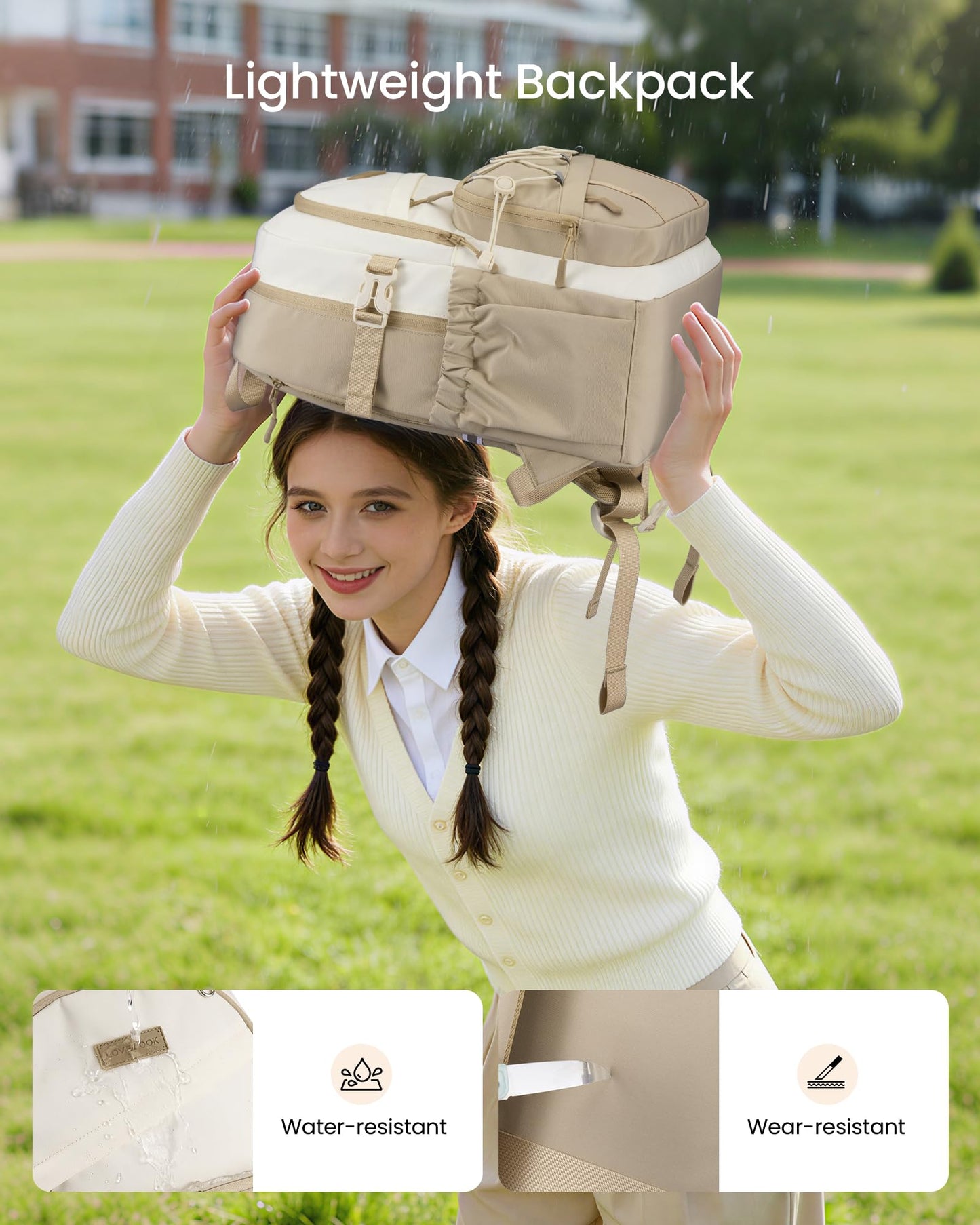 LOVEVOOK School Backpack for Teen Girls,Lightweight 15.6"Student Laptop Bag