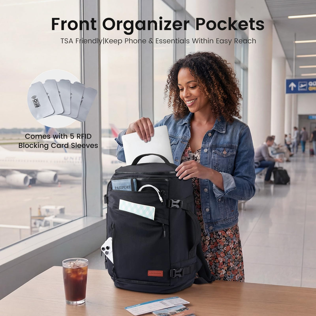 LOVEVOOK Travel Backpack for Women Men, Airline Approved Carry On Luggage