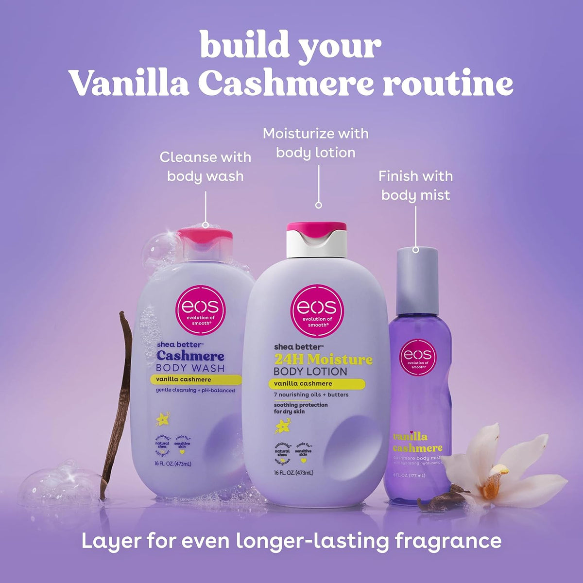 eos Cashmere Body Wash- Vanilla Cashmere, Creamy Gel with Shea Butter, 16 fl oz