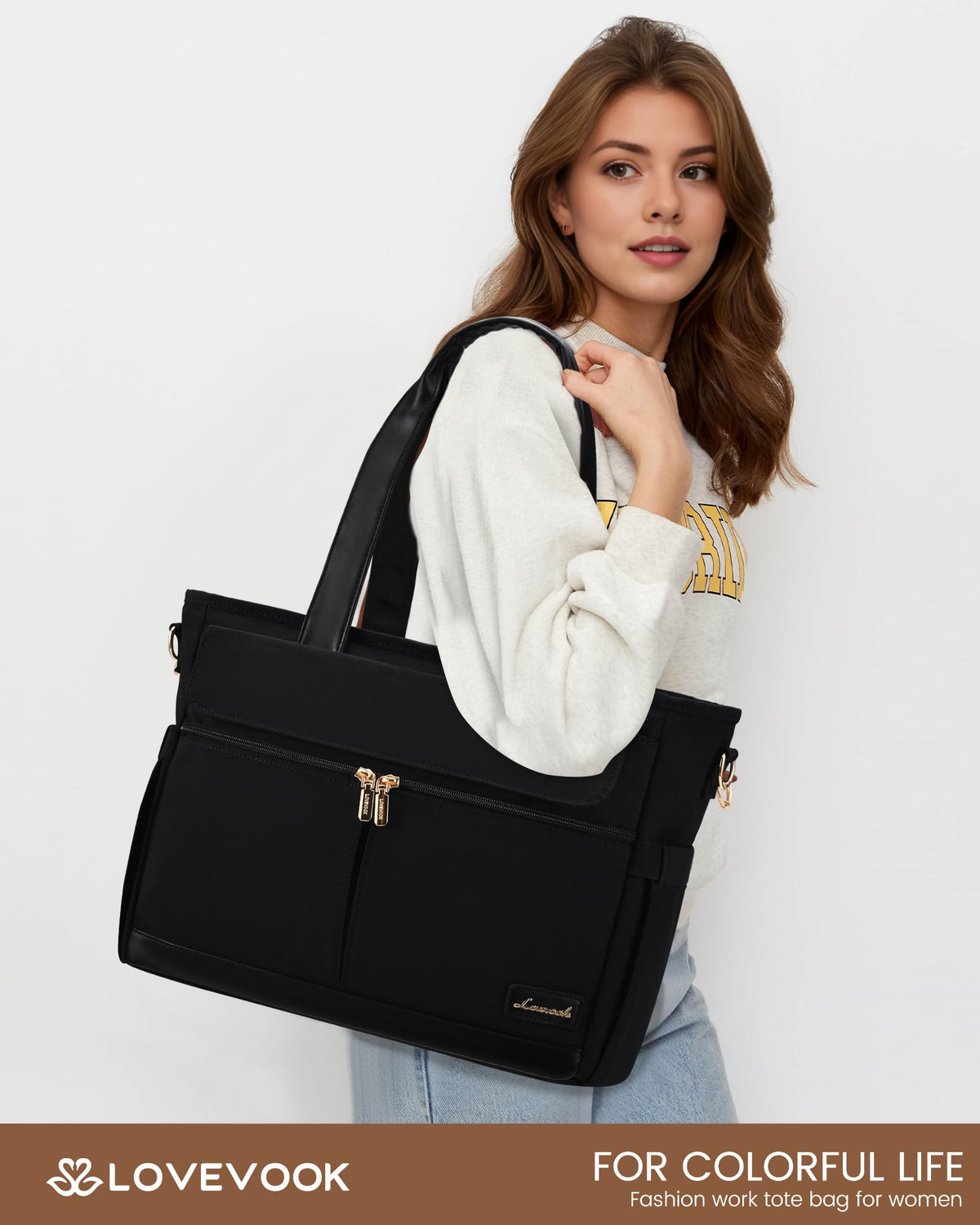 LOVEVOOK Lunch Tote Bag for Women, Work Laptop Bag with Lunch Compartment