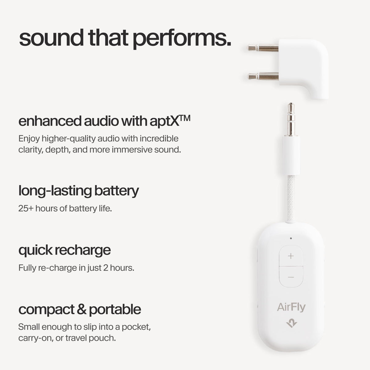 Twelve South AirFly Pro 2, Bluetooth Adapter, Pair 2 AirPods, Black Ice
