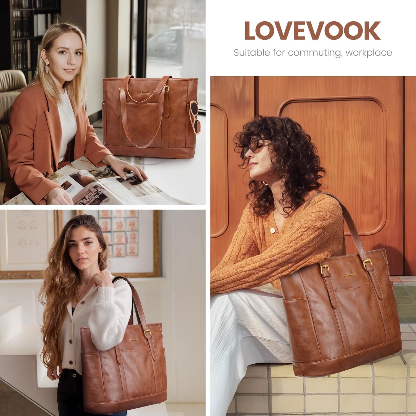 LOVEVOOK Laptop Work Tote Bag for Women,Teacher Computer Briefcase Business Shoulder Bag for Office Travel Gift