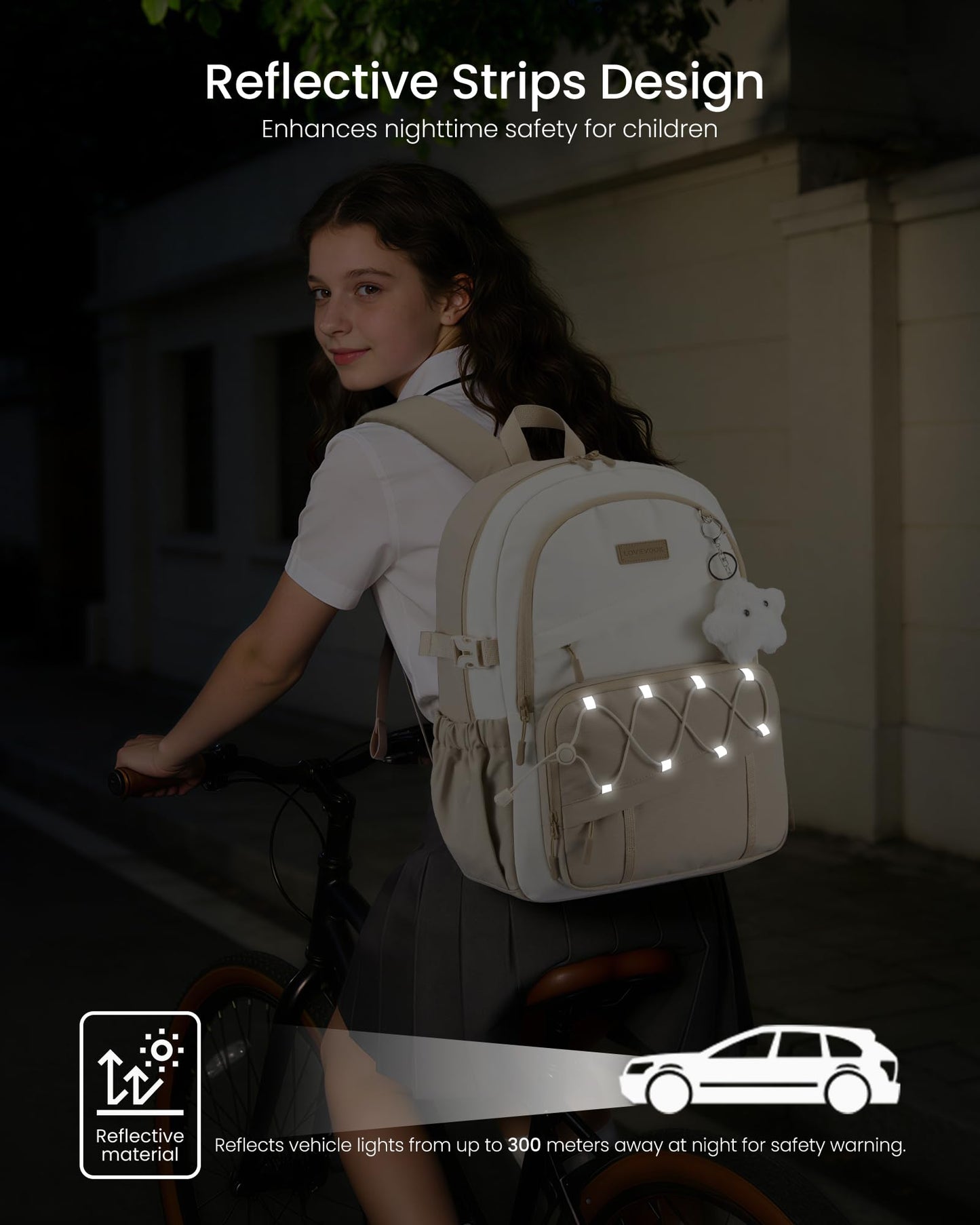 LOVEVOOK School Backpack for Teen Girls,Lightweight 15.6"Student Laptop Bag
