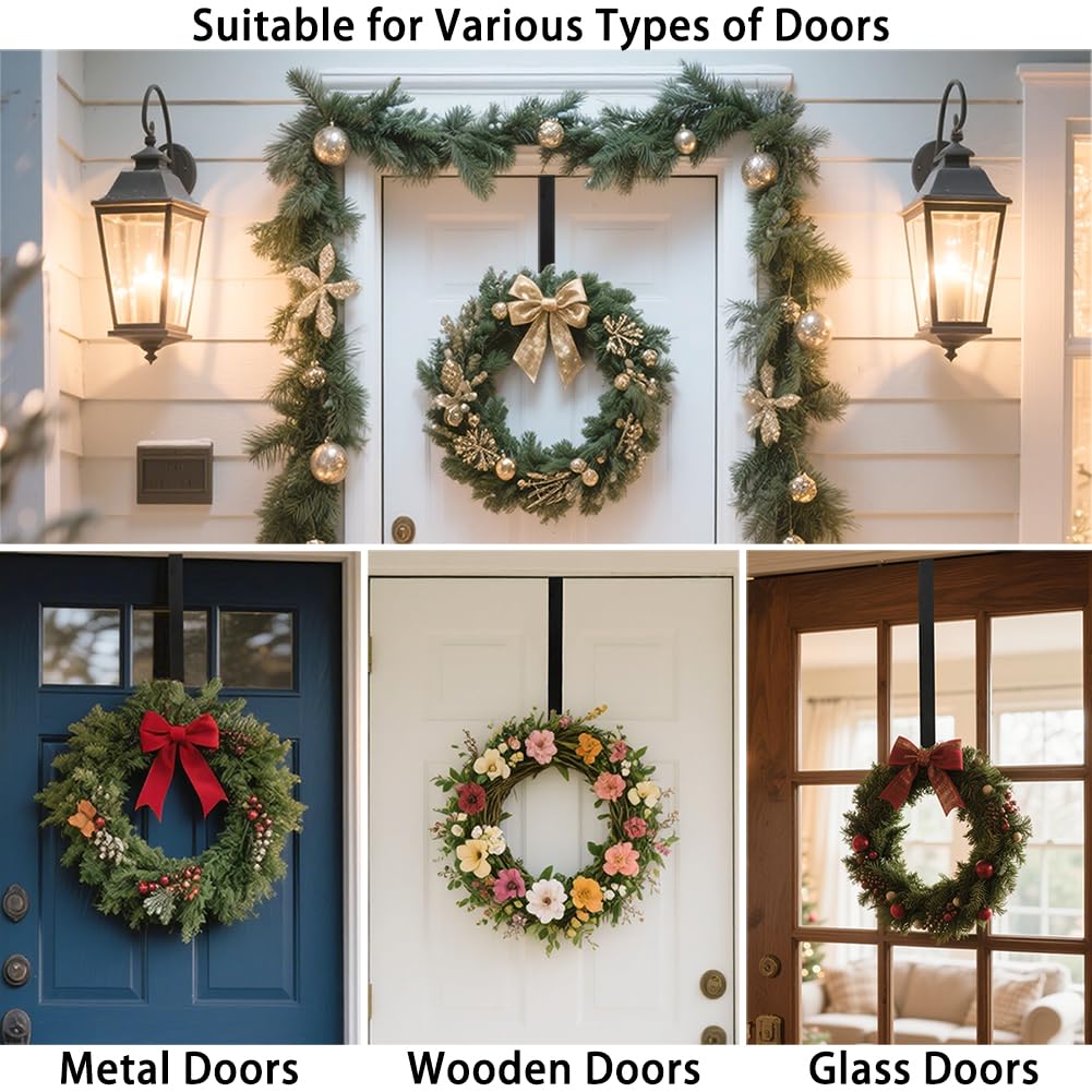 Sattiyrch 15" Wreath Hanger for Front Door, Over the Door Wreath Hook