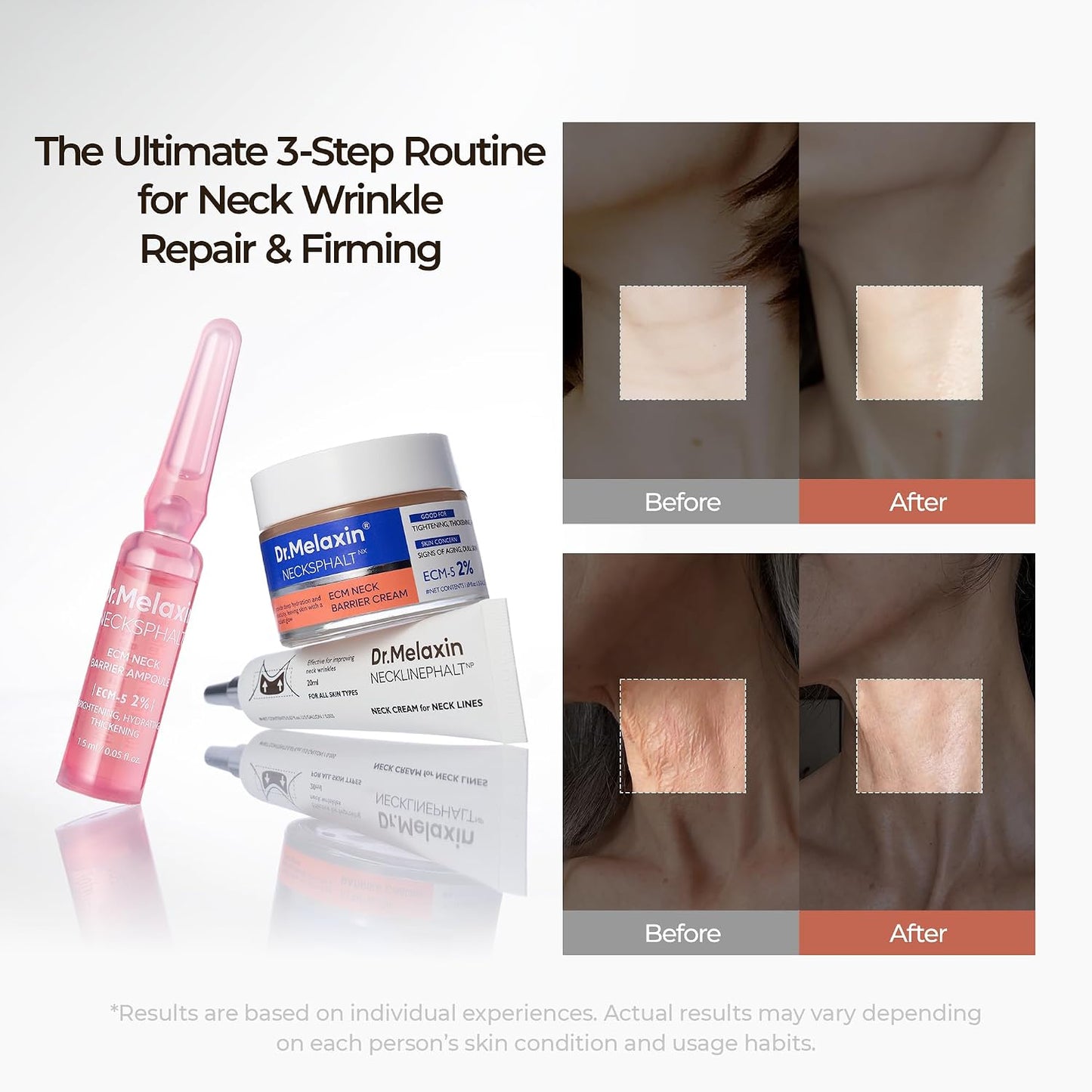 Dr.Mealxin Perfect Neck Wrinkle Care Set Necksphalt Cream+Ampoule+Necklinephalt neck wrinles skin volume lifting