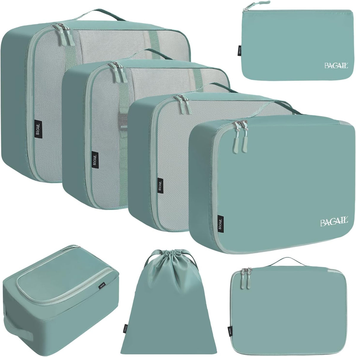 BAGAIL 8 Set Packing Cubes Luggage Packing Organizers for Travel Accessories-Aqua Color