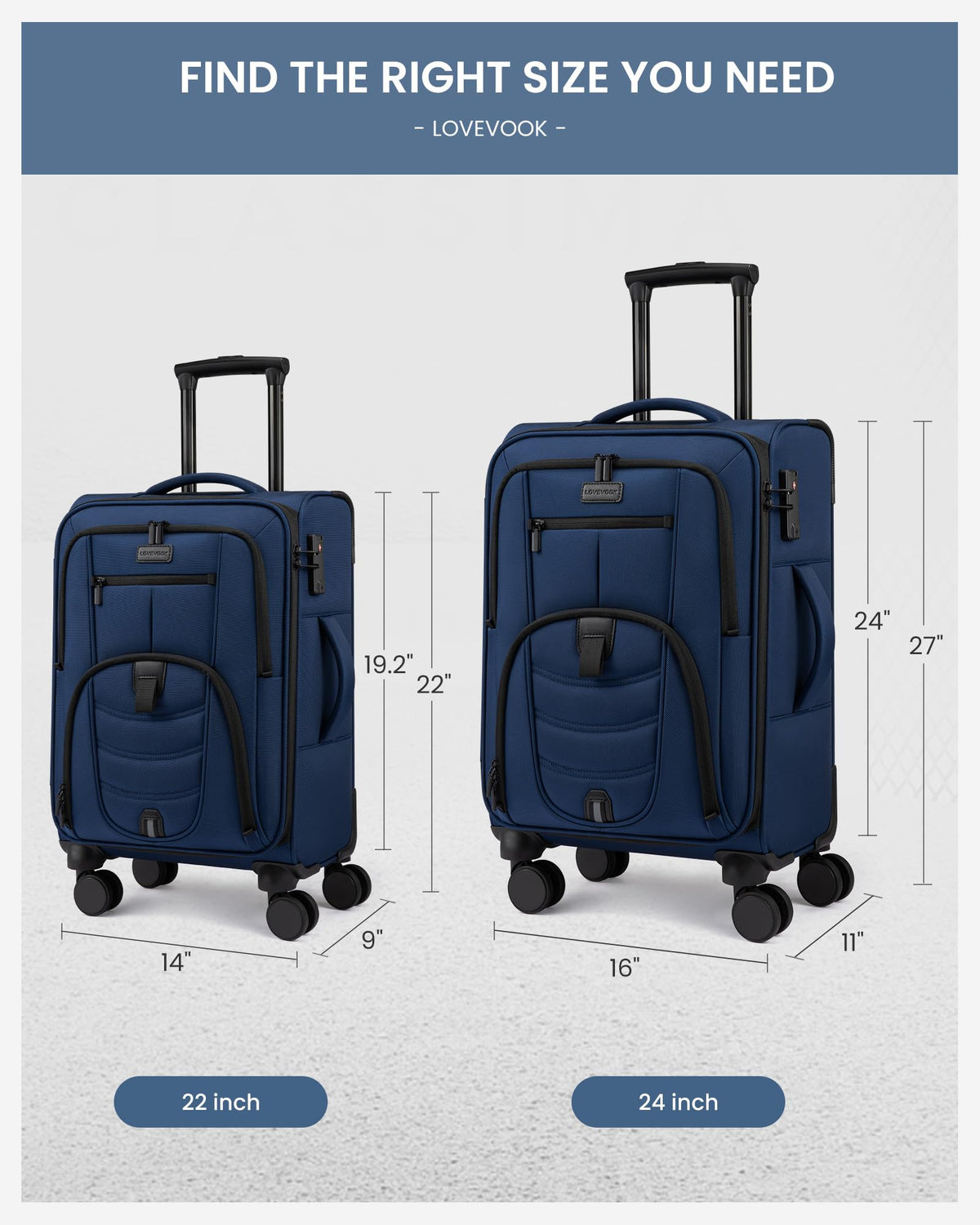 Carry On Luggage 22x14x9 Airline Approved with TSA Lock for Business Trip