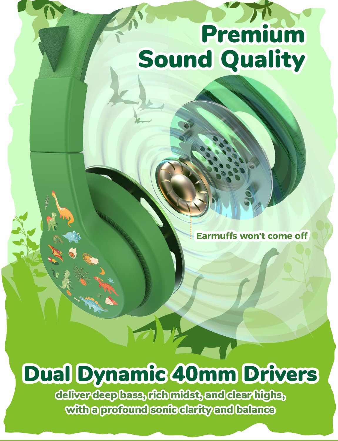 iClever HS19S Kids Headphones for School, Over-Ear for Toddler Boys Girls