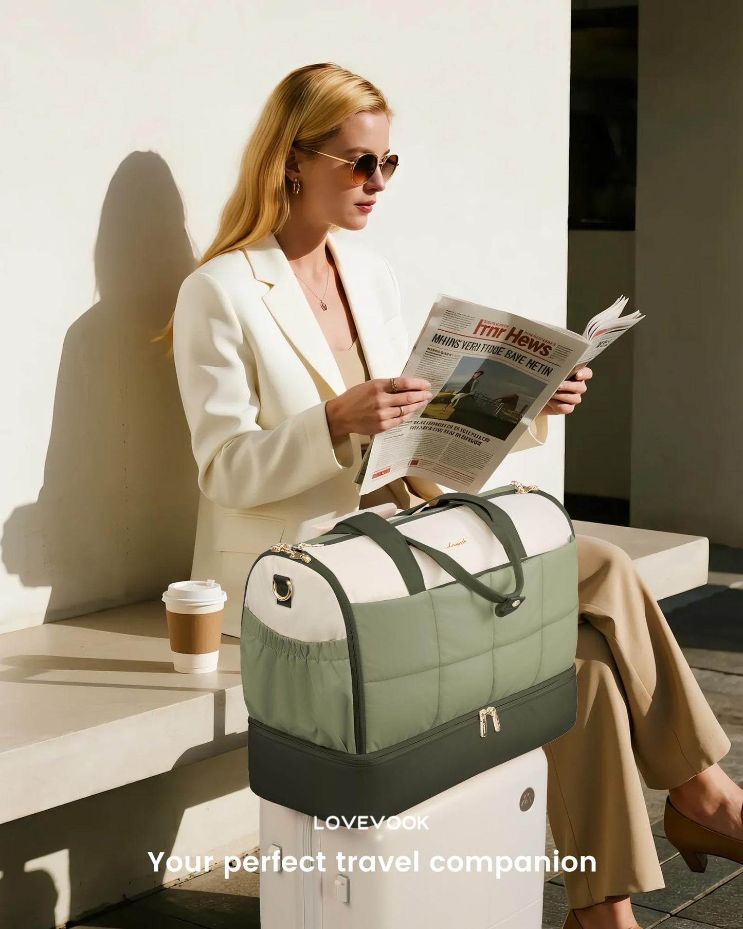 LOVEVOOK Garment Bags for Travel,Convertible Garment Bag for Women with Shoe Pouch,Carry on Duffel Bag with Toiletry Bag, 2 in 1 Hanging Suitcase Suit Bag,Waterproof Weekender Bags for Business Trip