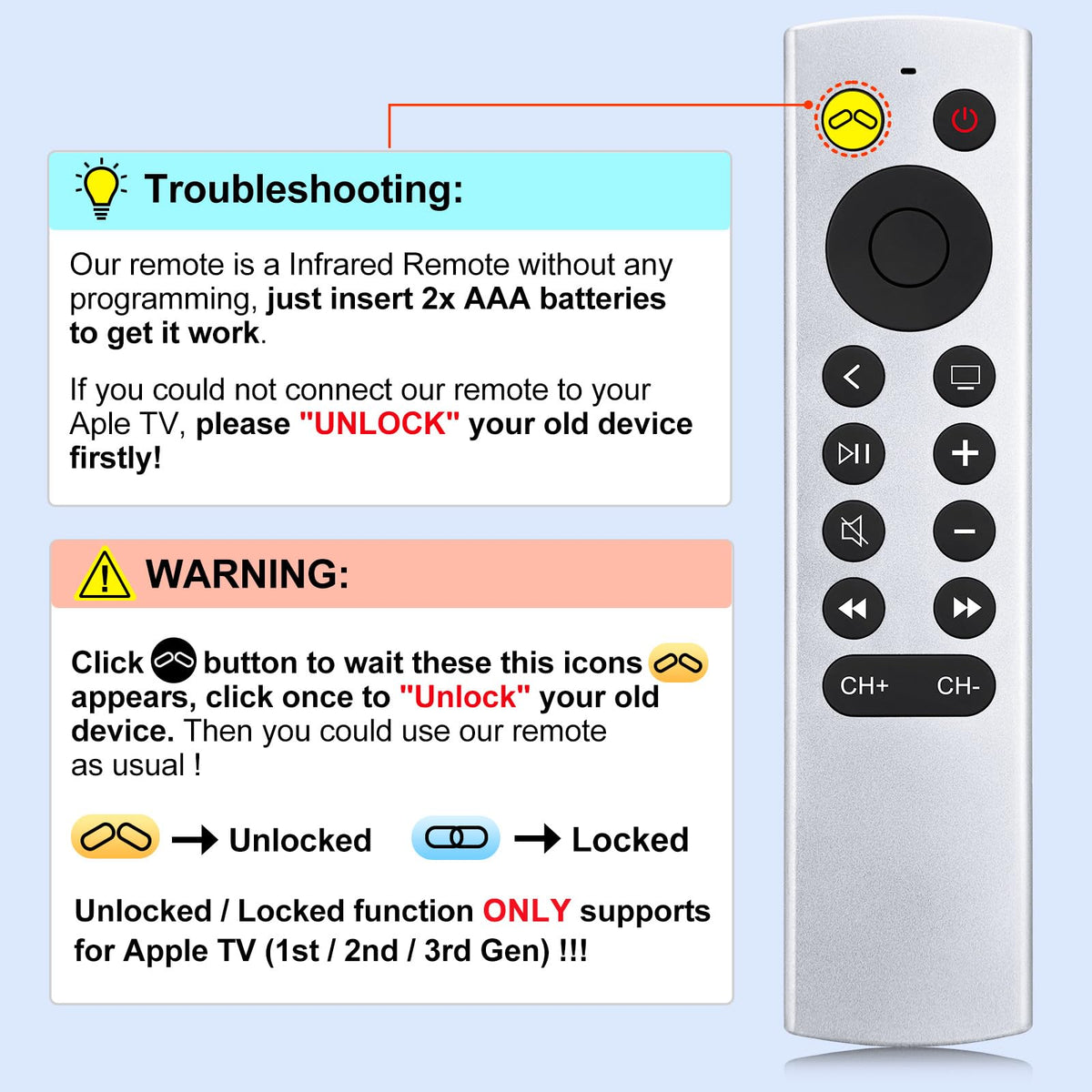(2 Pack) Replacement Remote for Roku Box Express Player Premiere Control