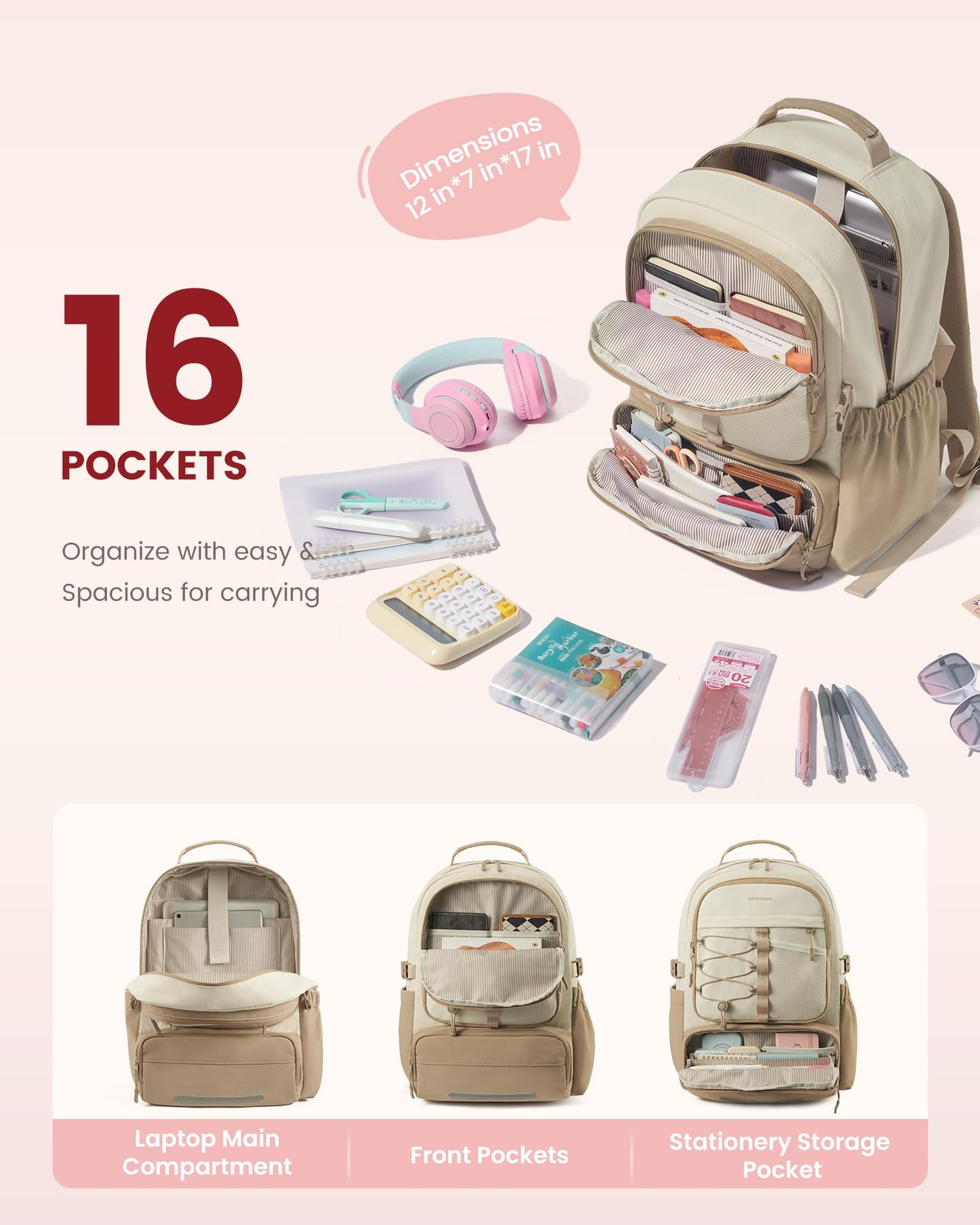 LOVEVOOK Backpack for Kids Teen Girls, Cute Back to School Backpack Bookbag