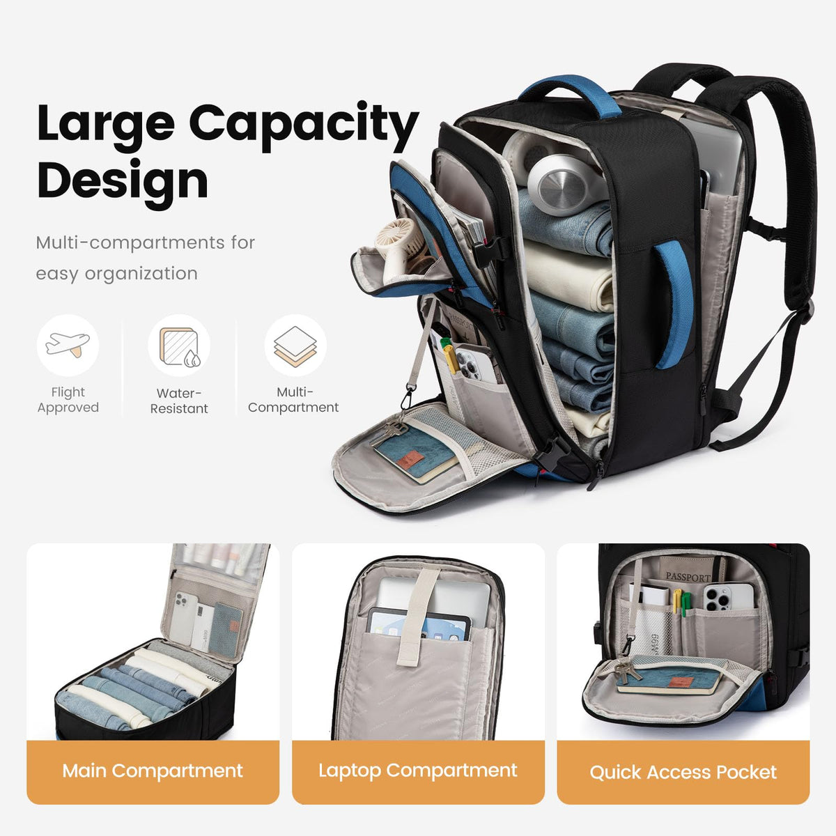 LOVEVOOK 40L Travel Backpack for Men - Airline Approved Carry On Backpack