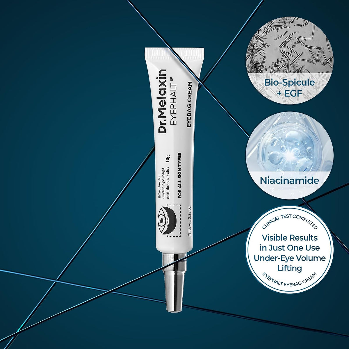 Dr.Melaxin Eyephalt Under Eye Cream for Dark Circles and Puffiness, Eye Cream for Bags Under Eyes with Bio-Spicule, EGF & Niacinamide, Depuffing Eye Bag Lifting Treatment, Korean Skin Care, 0.33 fl oz