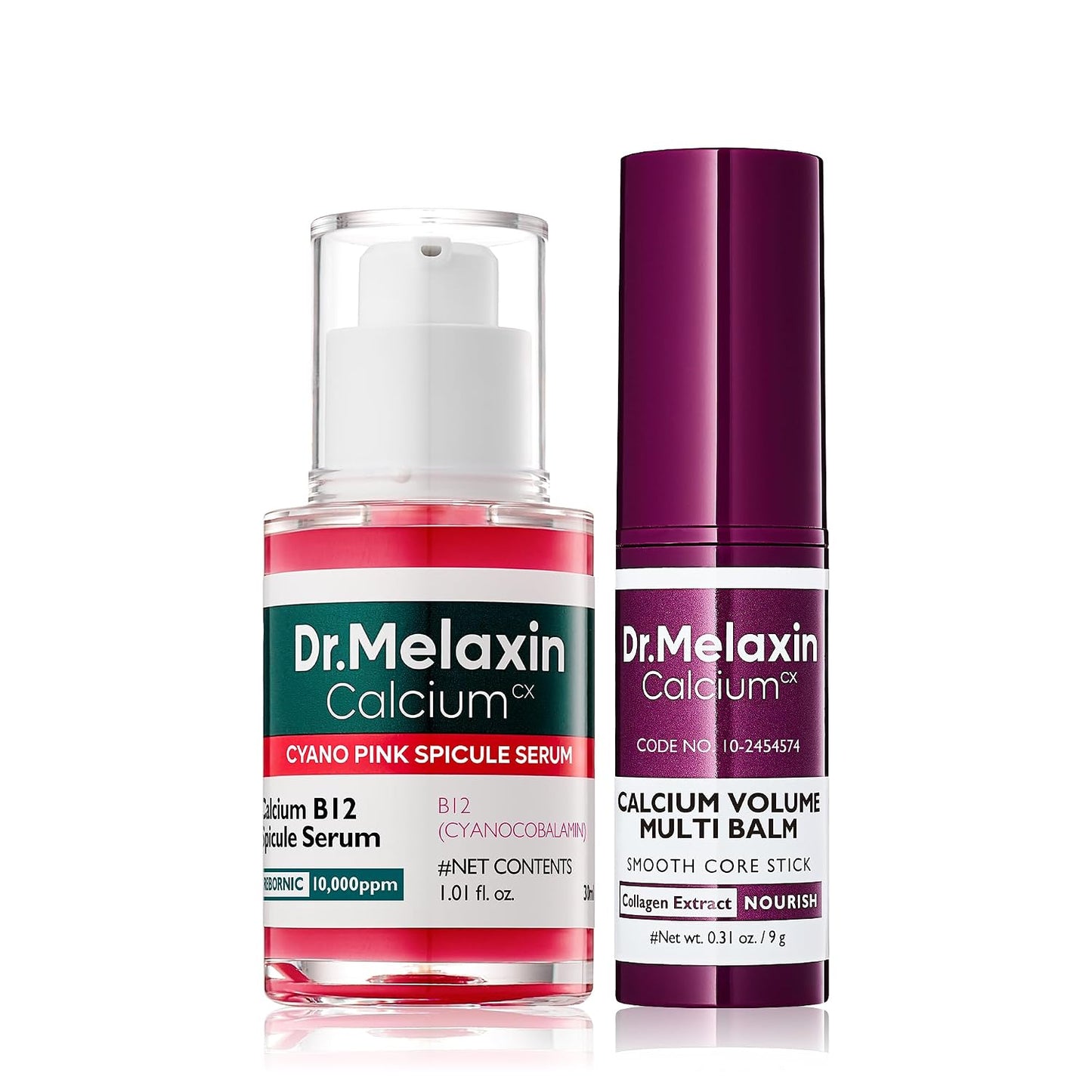 Dr.Melaxin Multi-Care Duo Set - Collagen Multi Balm Stick + Cyano Pink Spicule Serum, Korean Skincare for Dark Circles, Wrinkles, Enlarged Pores & Texture Refining, Niacinamide Vitamin B12, 2 Piece