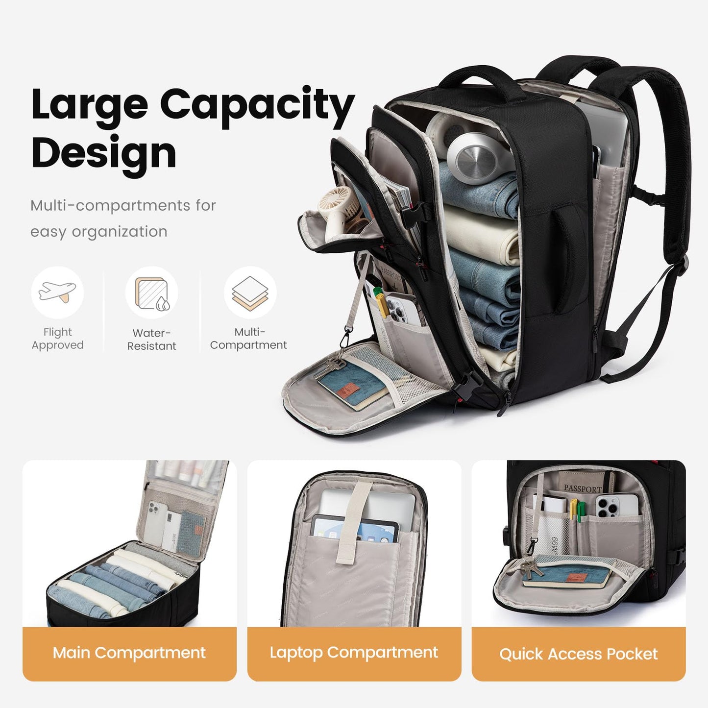 LOVEVOOK 40L Travel Backpack for Men - Airline Approved Carry On Backpack