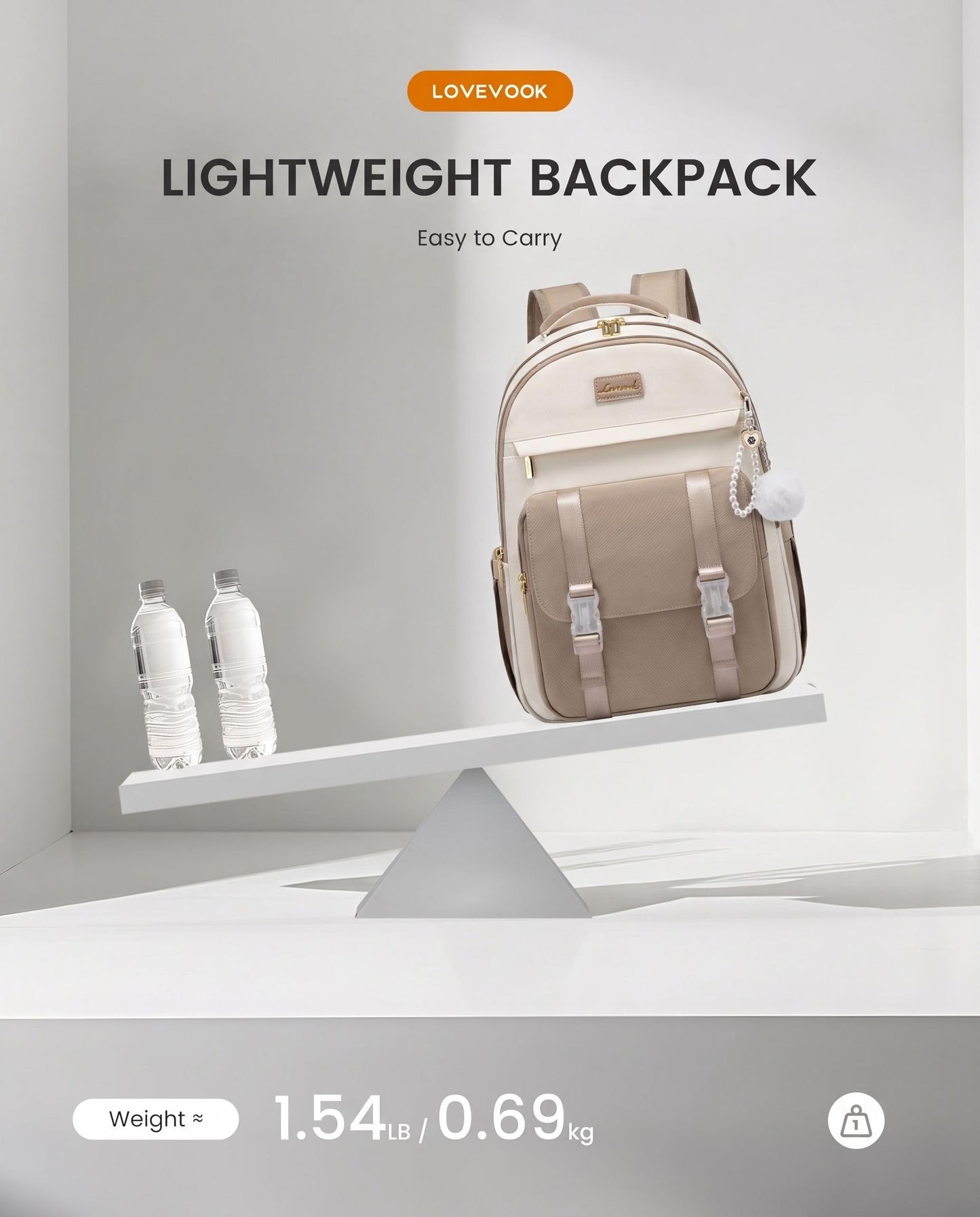 LOVEVOOK School Backpack for Teen Girls, Cute Student Backpack Purse Kid Bookbag for 8-17 Teenage, Back to School Backpacks Fit 15.6 Inch Laptop, College Travel Bag with Large Water Bottle Holder