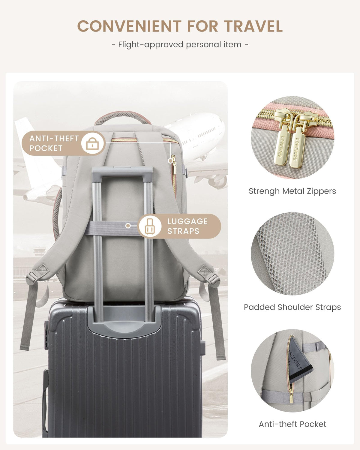 LOVEVOOK Travel Backpack Carry on Flight Approved for Women/Men
