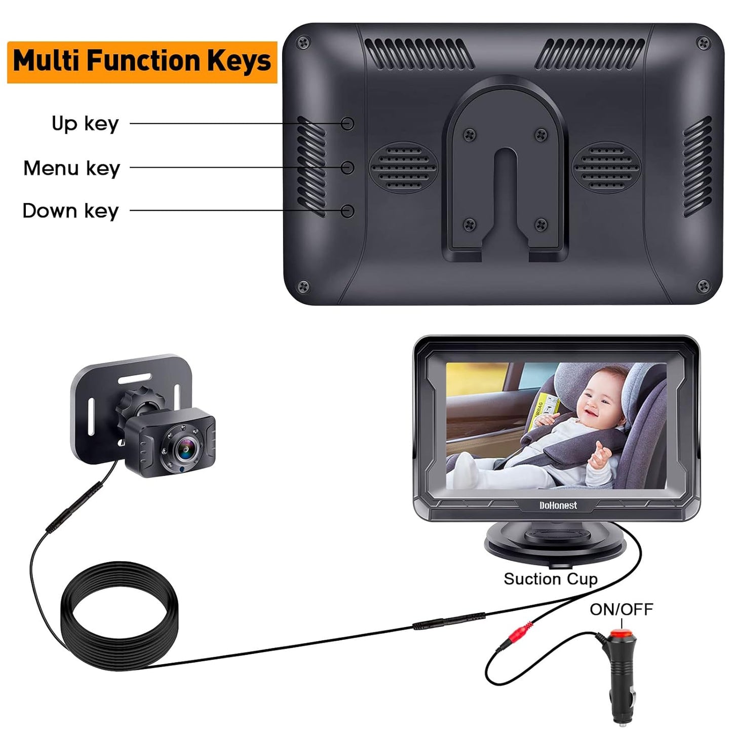 DoHonest Baby Car Camera HD 1080P: Rear Facing Car Baby Monitor Clear Image