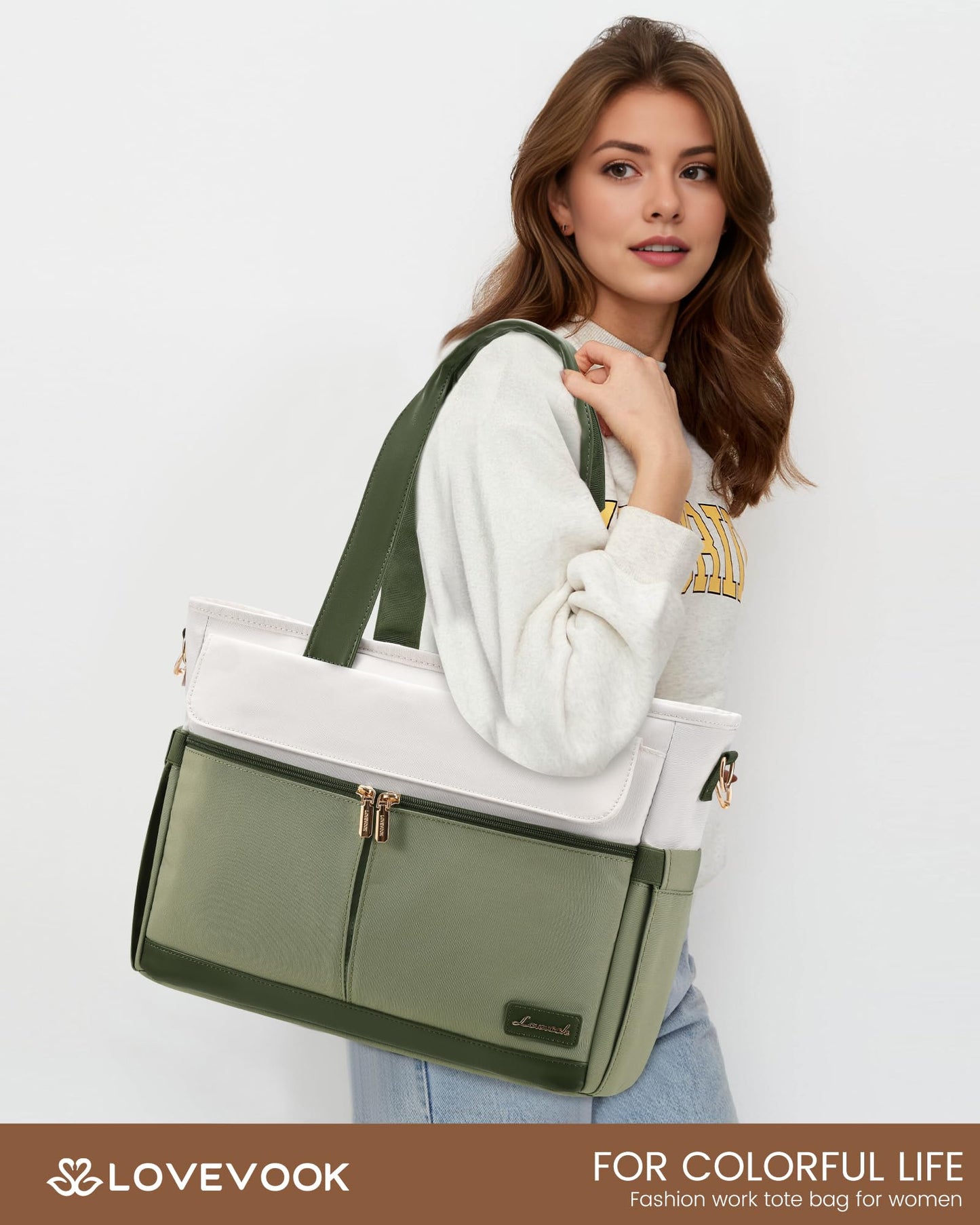 LOVEVOOK Lunch Tote Bag for Women, Work Laptop Bag with Lunch Compartment