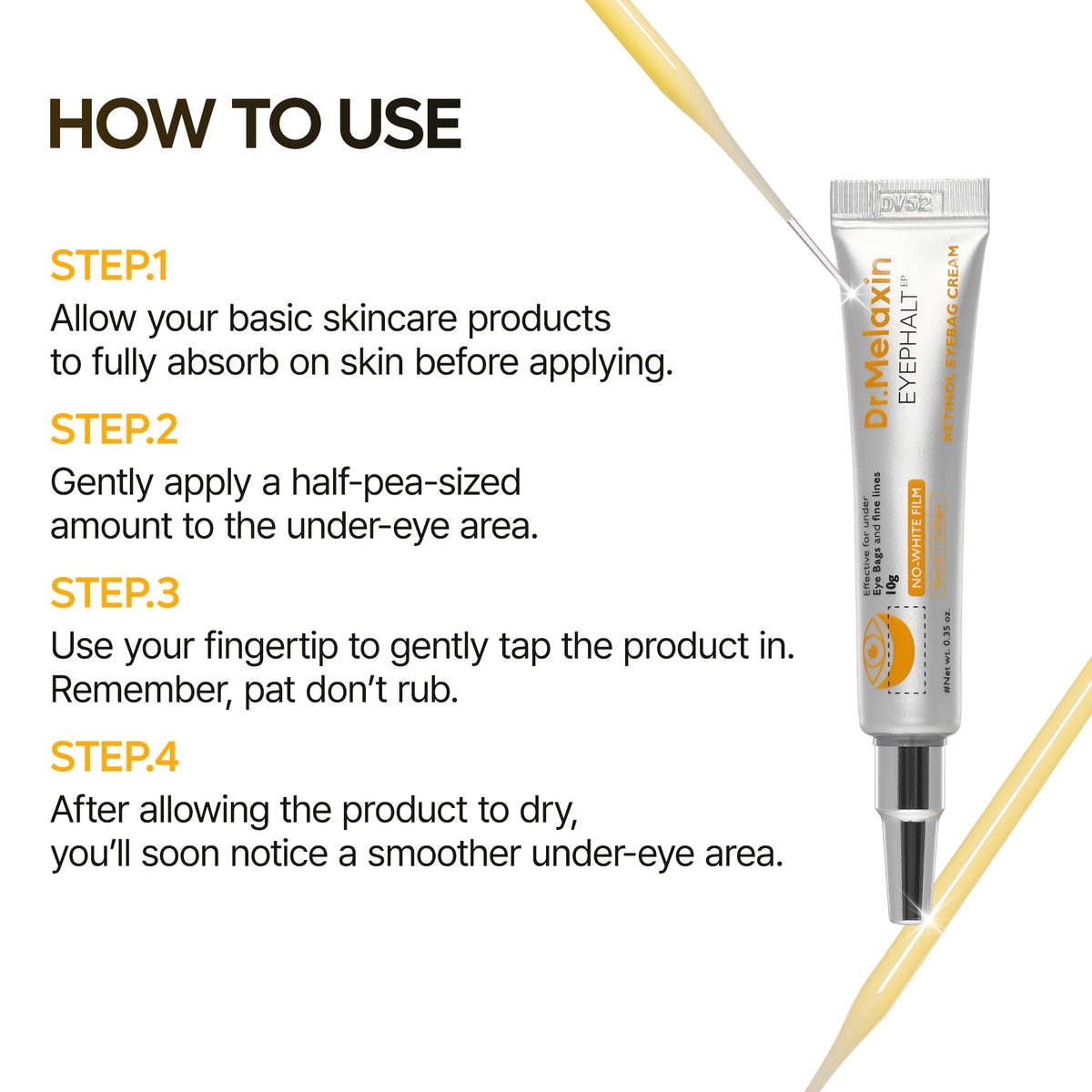 Dr.Melaxin Eyephalt Under Eye Cream for Dark Circles and Puffiness, Eye Cream for Bags Under Eyes with Bio-Spicule, EGF & Niacinamide, Depuffing Eye Bag Lifting Treatment, Korean Skin Care, 0.33 fl oz