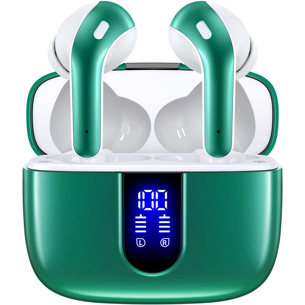 TAGRY Bluetooth Headphones True Wireless Earbuds 60H Playback LED Power Display Earphones with Wireless Charging Case IPX5 Waterproof in-Ear Ear buds with Mic for TV Smart Phone Laptop Computer Sports