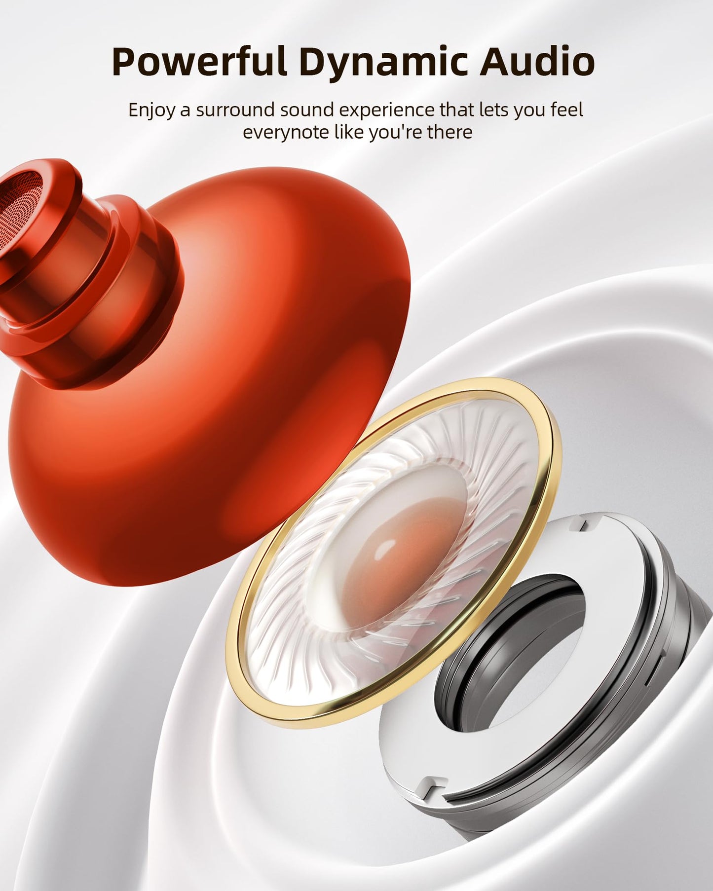 PocBuds Bluetooth Headphones Wireless Earbuds 80hrs Playtime Wireless Charging Case Digital Display Sports Ear Buds with Earhook Deep Bass IPX7 Waterproof Over-Ear Earphones for TV Phone Laptop Olive