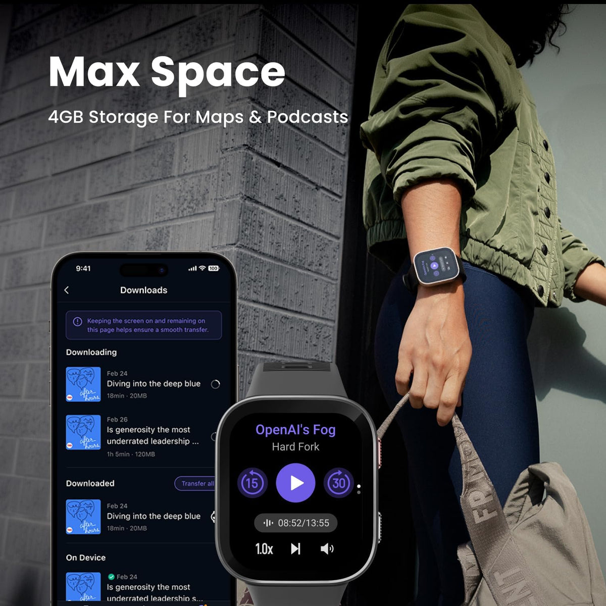 Amazfit Bip Max Smart Watch, 2.07" AMOLED Display, GPS, iOS/Android