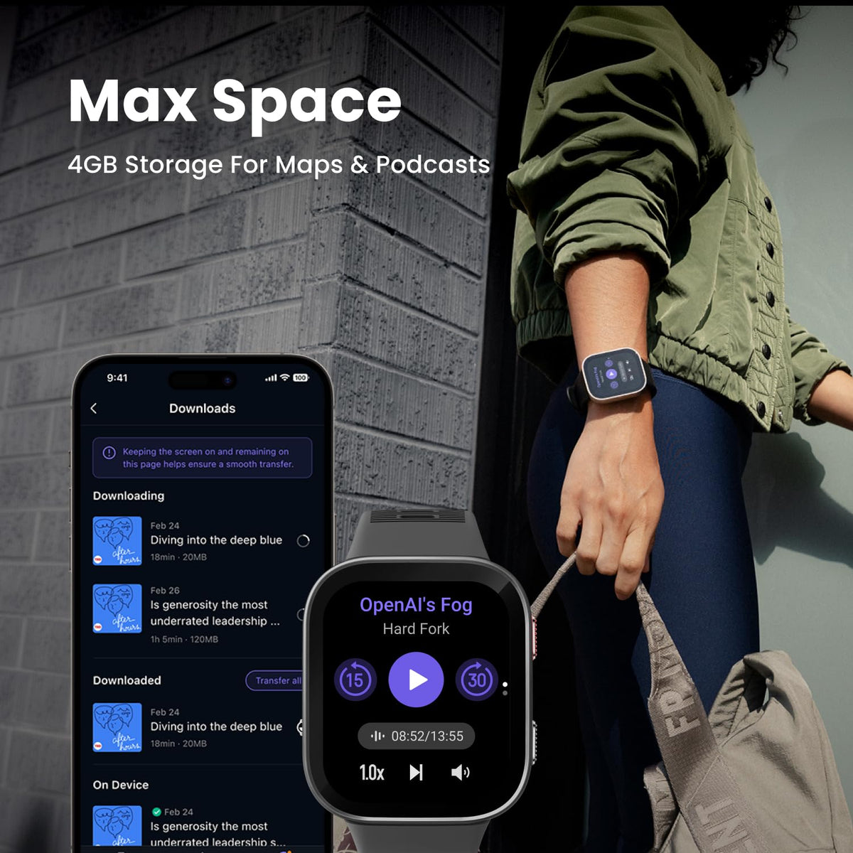 Amazfit Bip Max Smart Watch, 2.07" AMOLED Display, GPS, iOS/Android