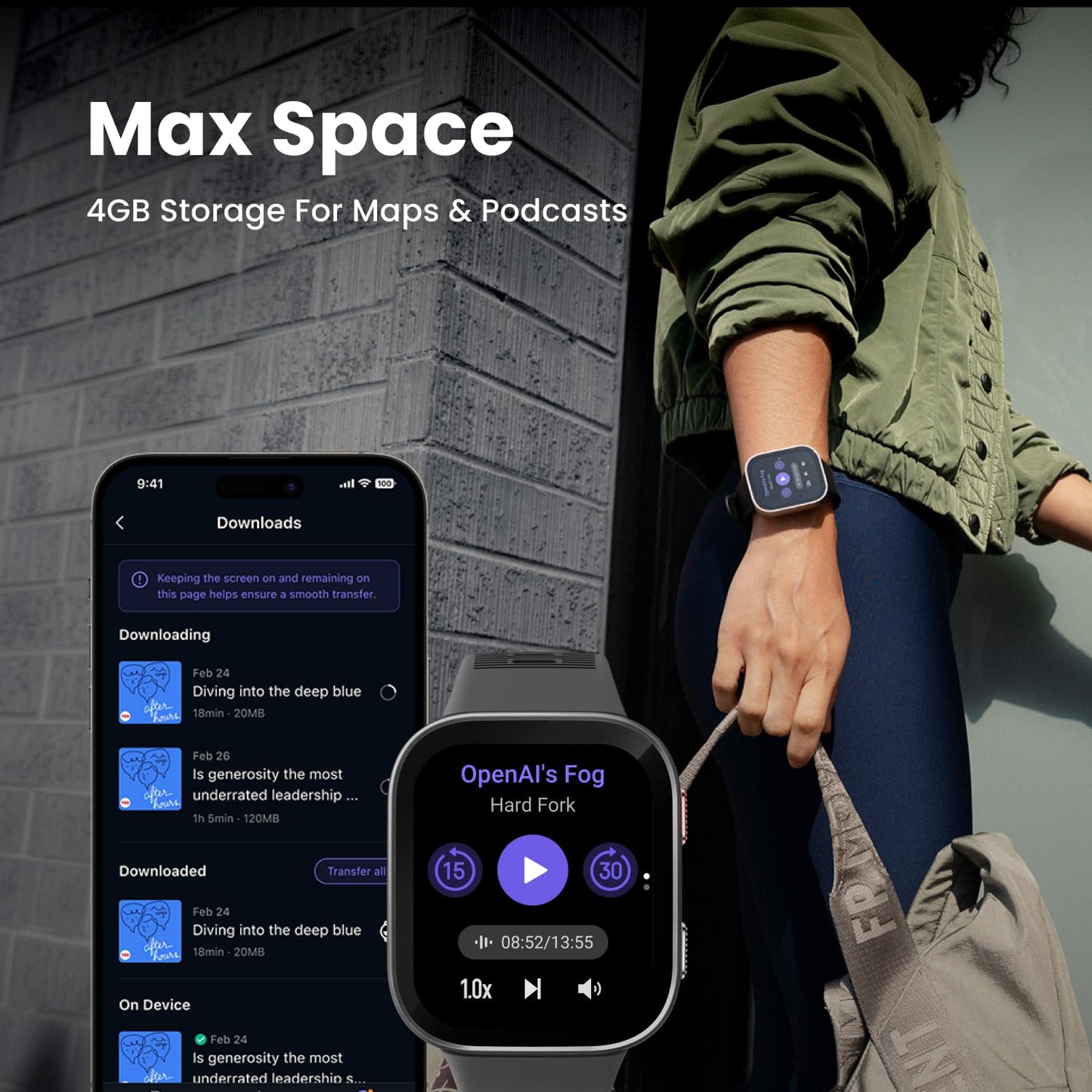Amazfit Bip Max Smart Watch, 2.07" AMOLED Display, GPS, iOS/Android