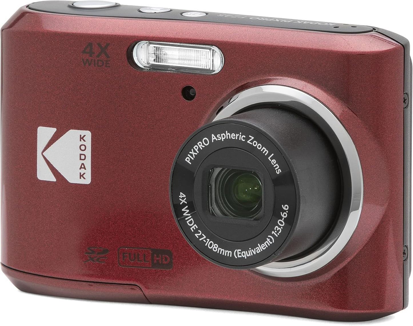 KODAK PIXPRO FZ45 16MP Compact Digital Camera, 4X Optical Zoom, AA, Pink