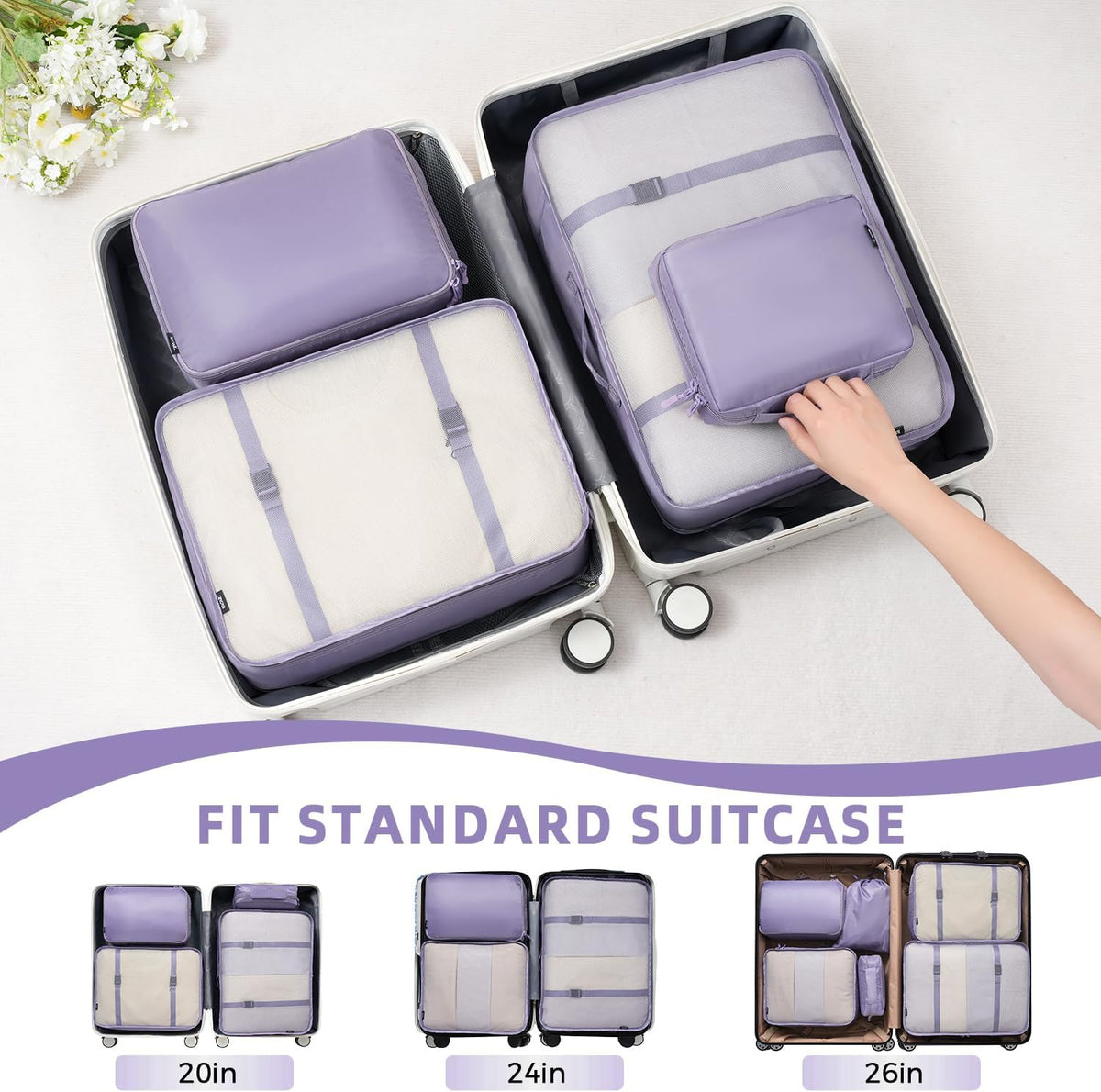BAGAIL 8 Set Packing Cubes Luggage Packing Organizers for Travel Accessories-Aqua Color