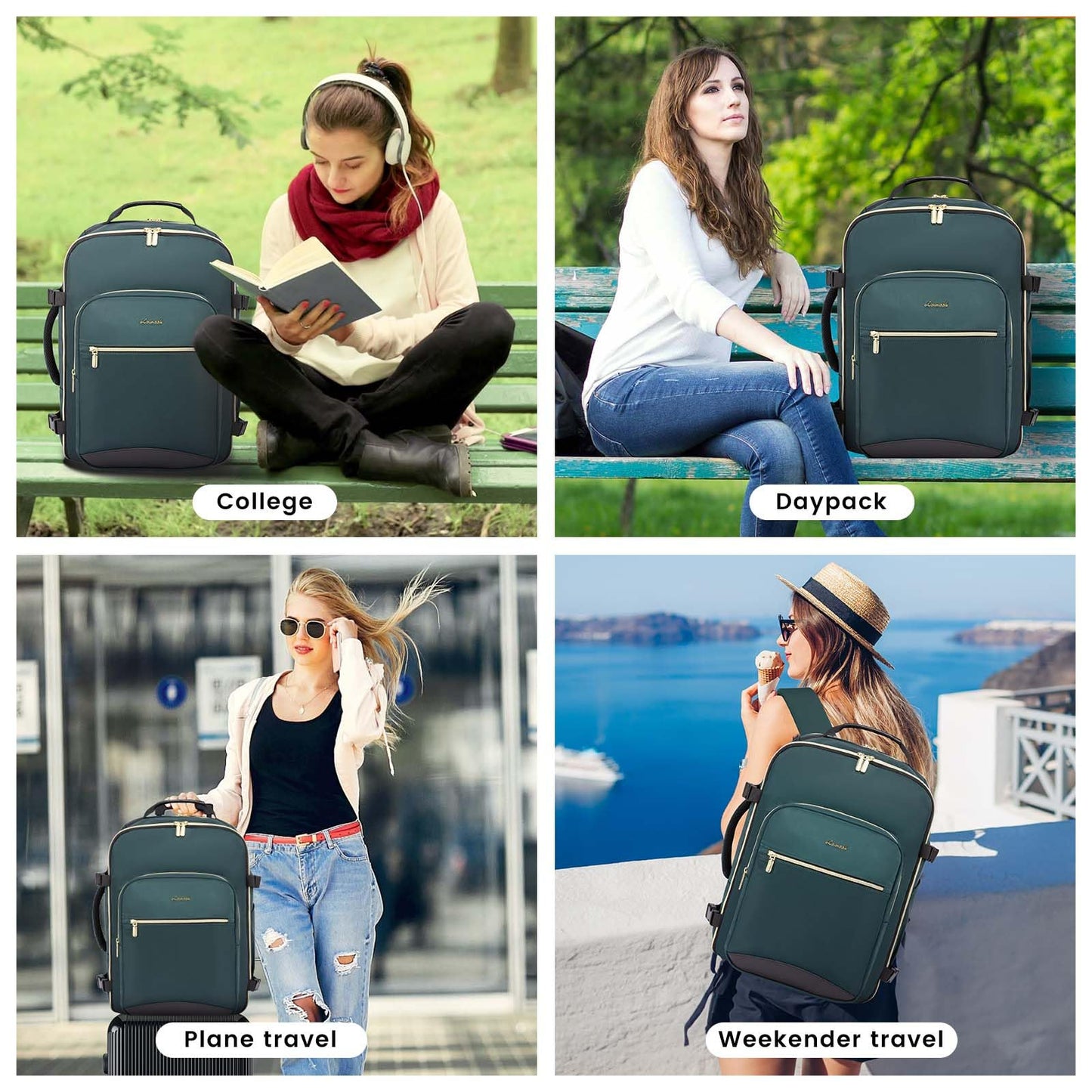 LOVEVOOK 40L Large Travel Backpack for Women Men, 17 Inch Carry on Backpack for Traveling on Airplane, Personal Item Bag Airline Approved, Business Causal Weekender Backpack, Black-Brown