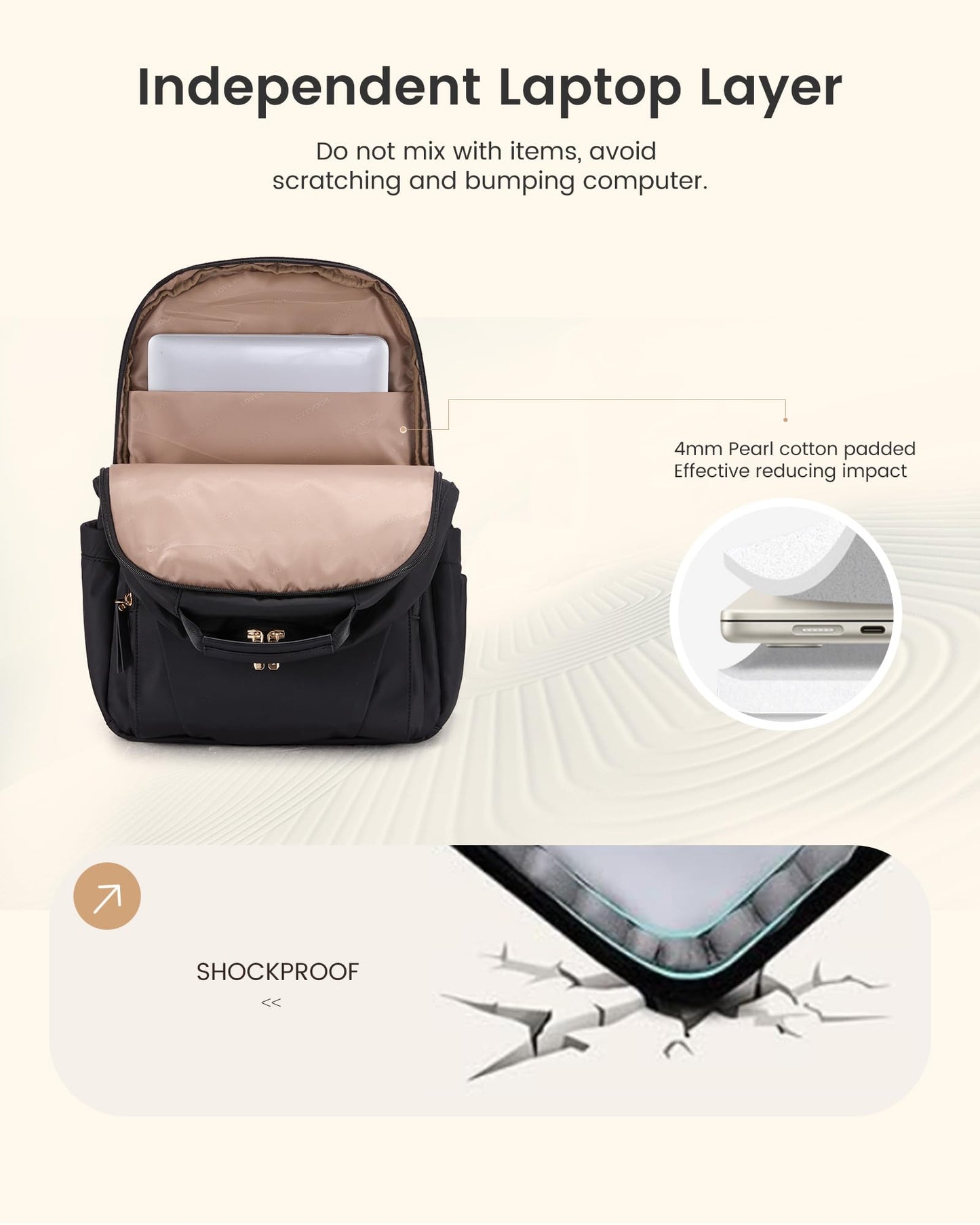 LOVEVOOK Laptop Backpack for Women with Leather Trim & Tumbler Pockets, 15.6" Work Backpack Purse, Travel Personal Item Bag, Carry On Business Computer Bag for Office, School, or Gift, Sage Green