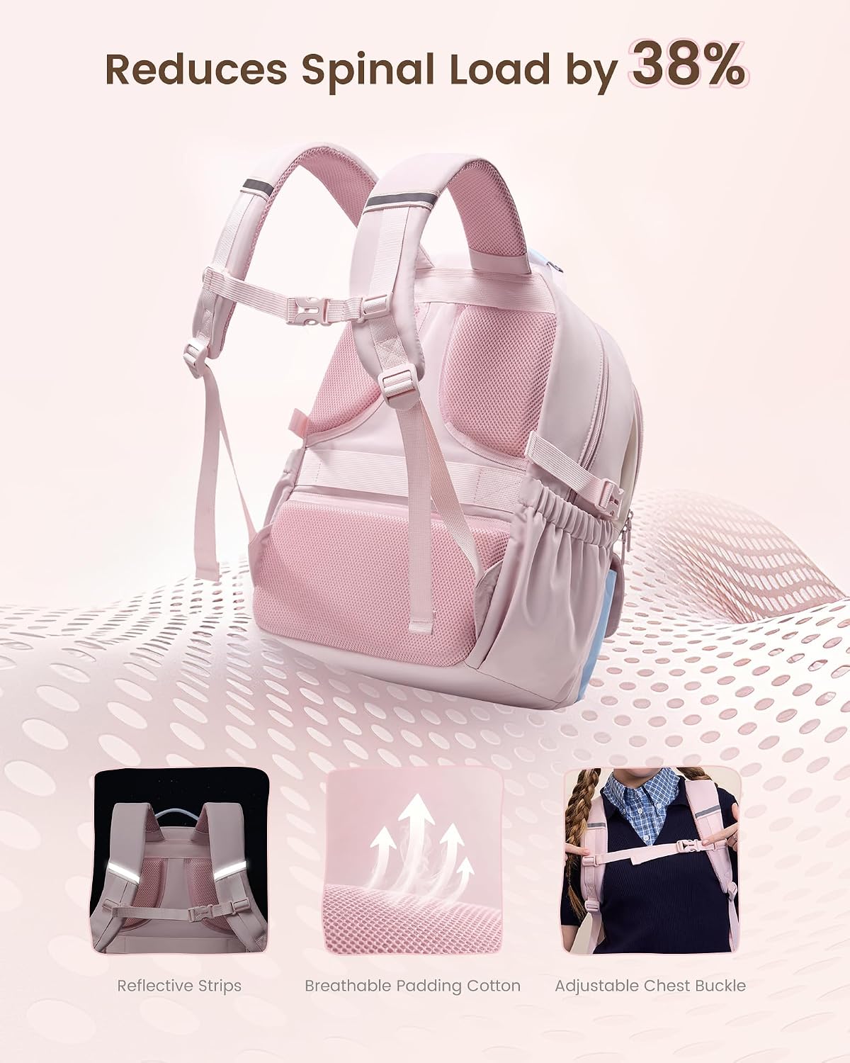 LOVEVOOK School Backpack for Girls Ages 8-16,Cute Student Bookbag for Kids