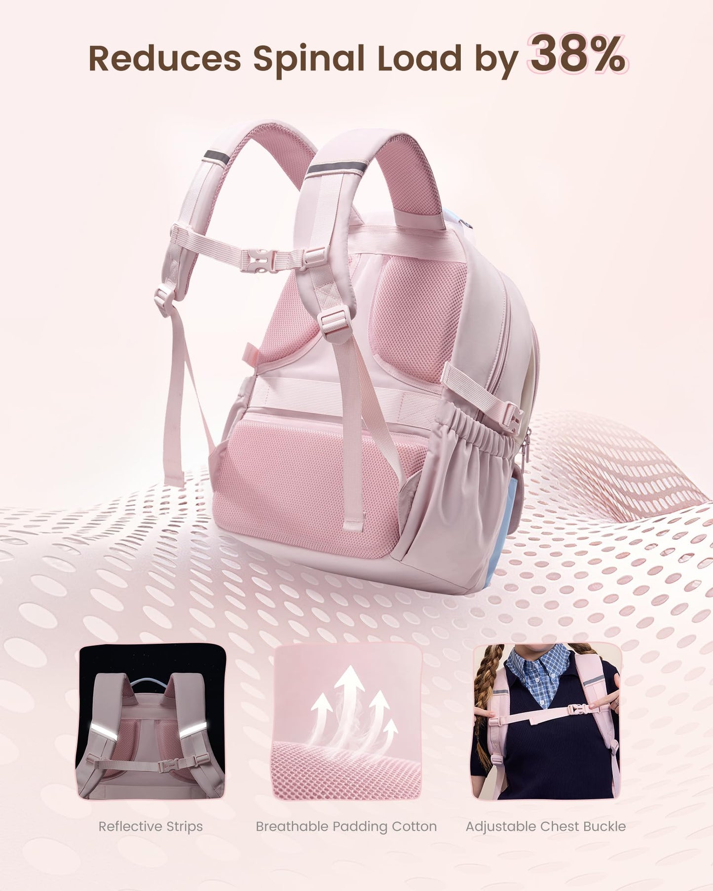 LOVEVOOK School Backpack for Girls Ages 8-16,Cute Student Bookbag for Kids