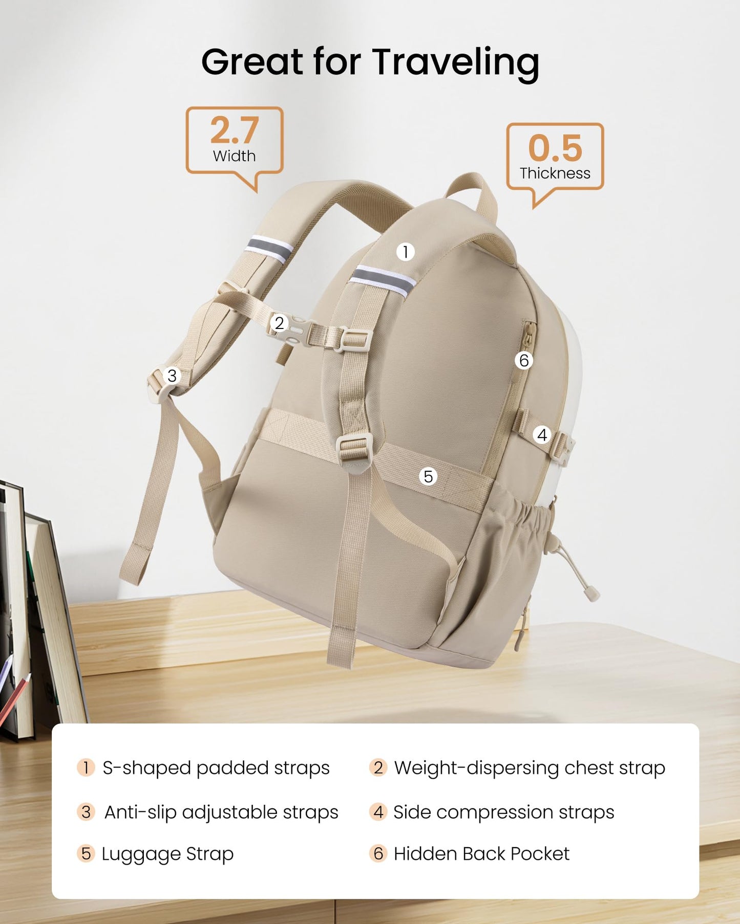 LOVEVOOK School Backpack for Teen Girls,Lightweight 15.6"Student Laptop Bag